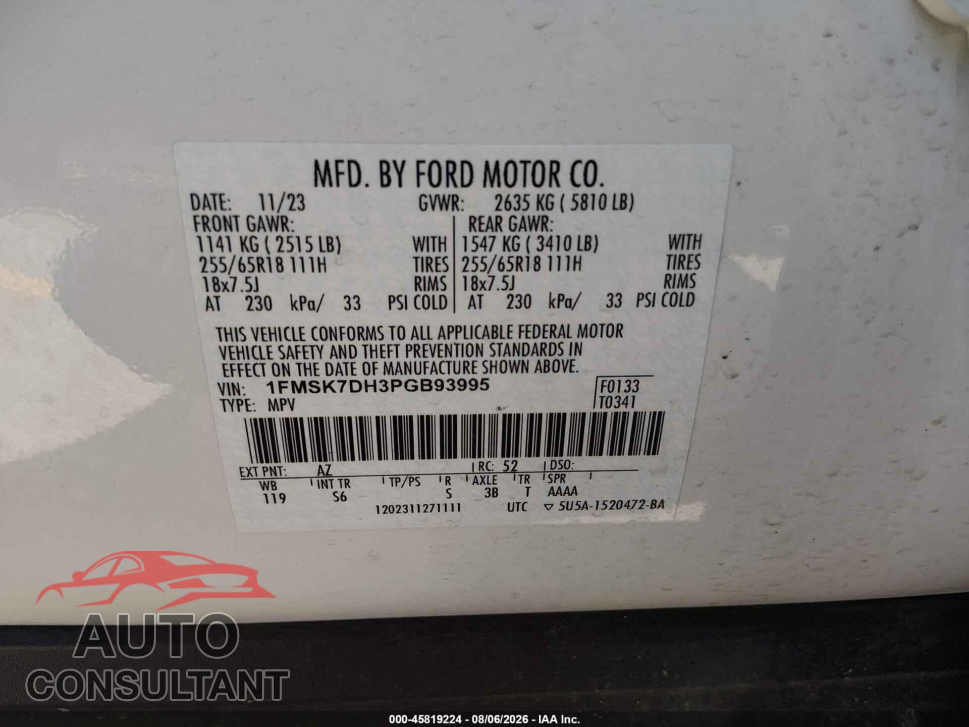 FORD EXPLORER 2023 - 1FMSK7DH3PGB93995