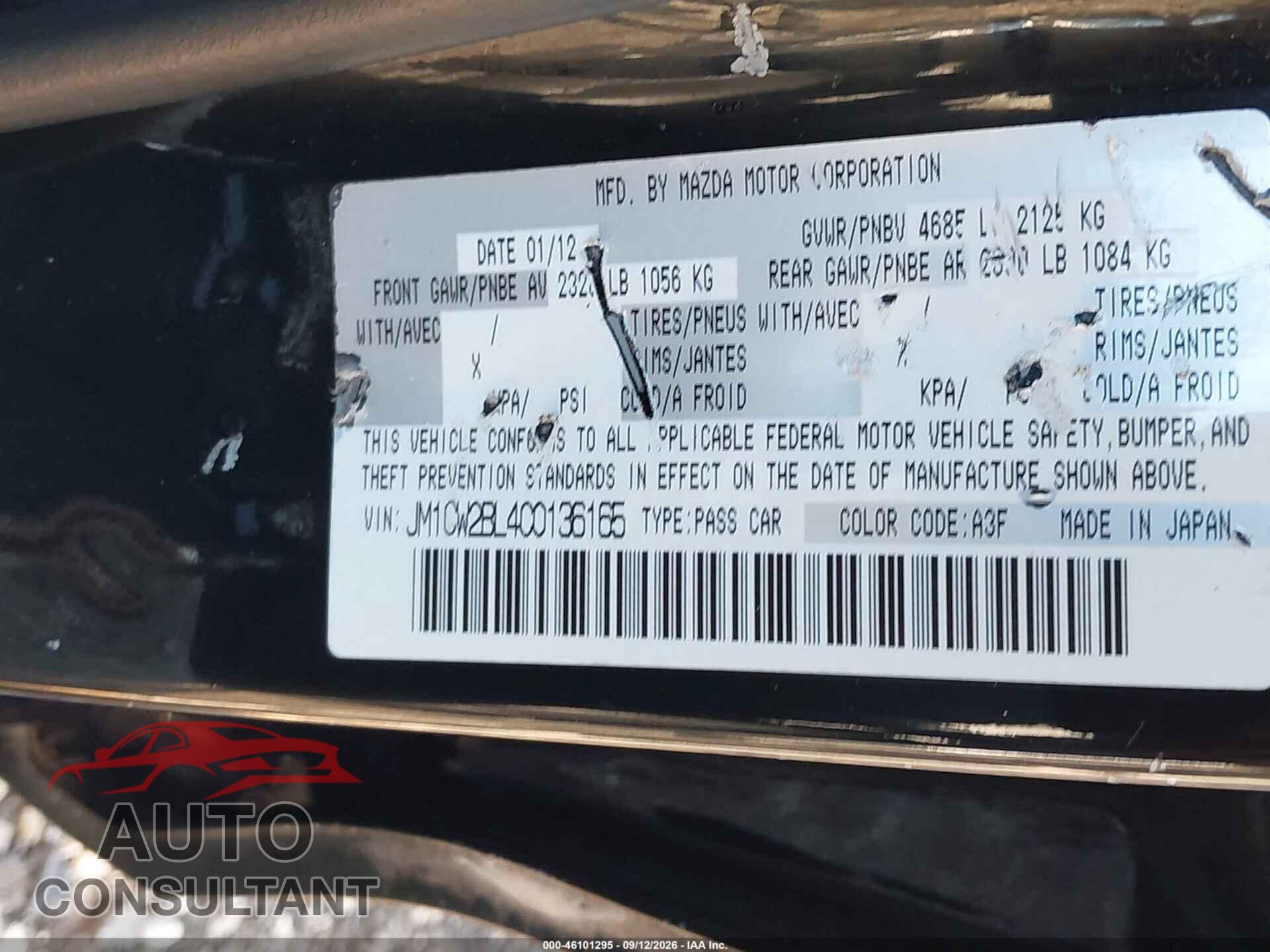 MAZDA MAZDA5 2012 - JM1CW2BL4C0136165