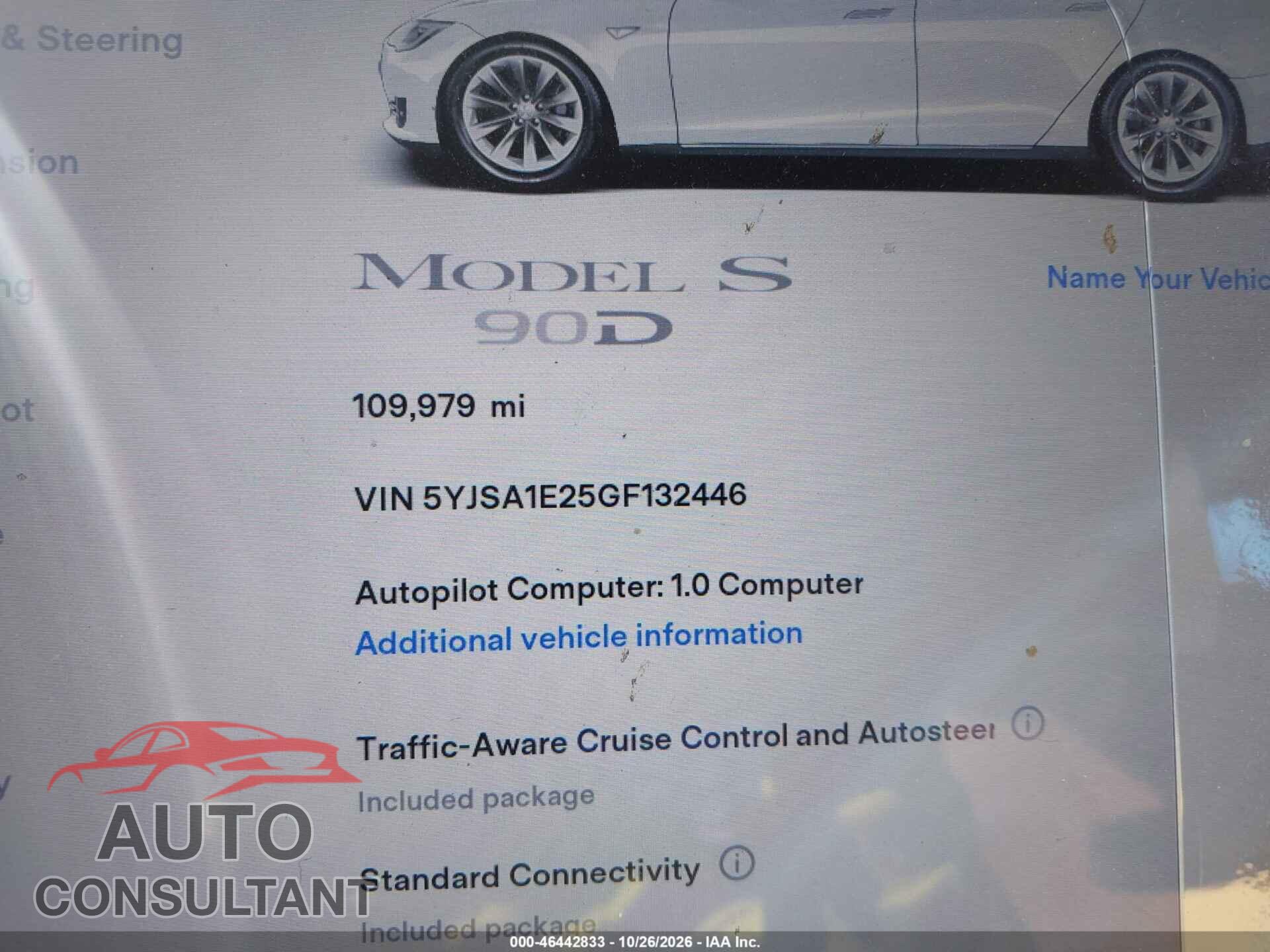 TESLA MODEL S 2016 - 5YJSA1E25GF132446