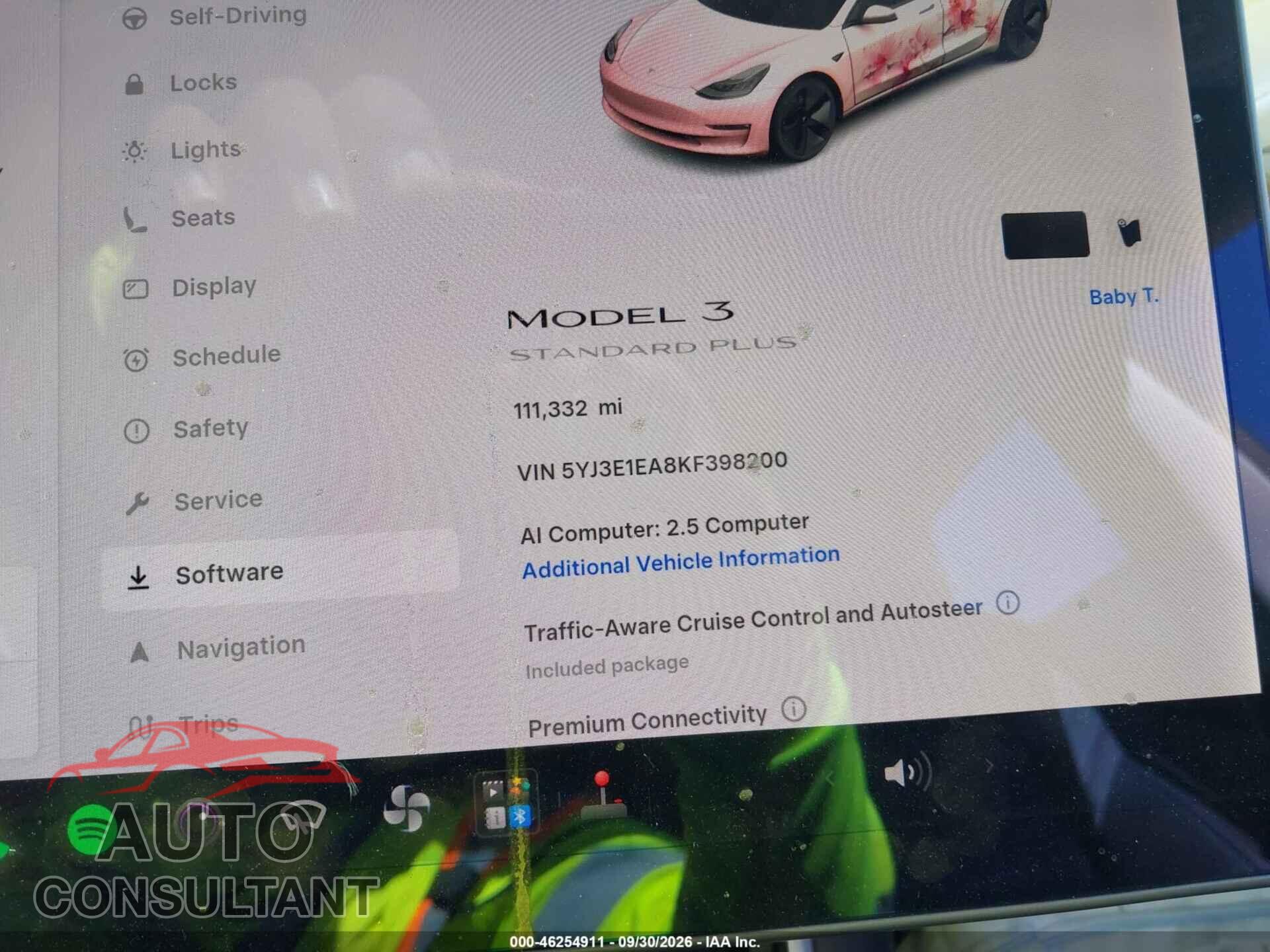 TESLA MODEL 3 2019 - 5YJ3E1EA8KF398200