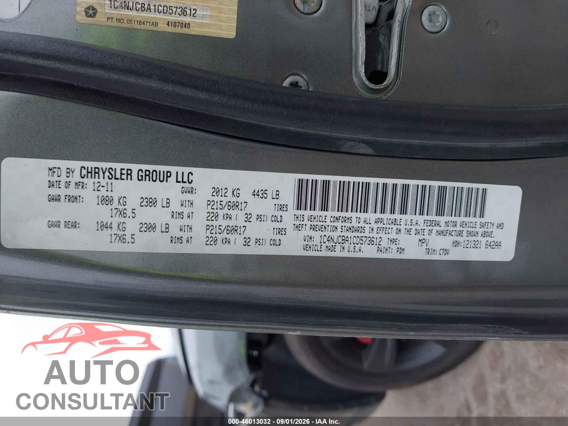 JEEP COMPASS 2012 - 1C4NJCBA1CD573612