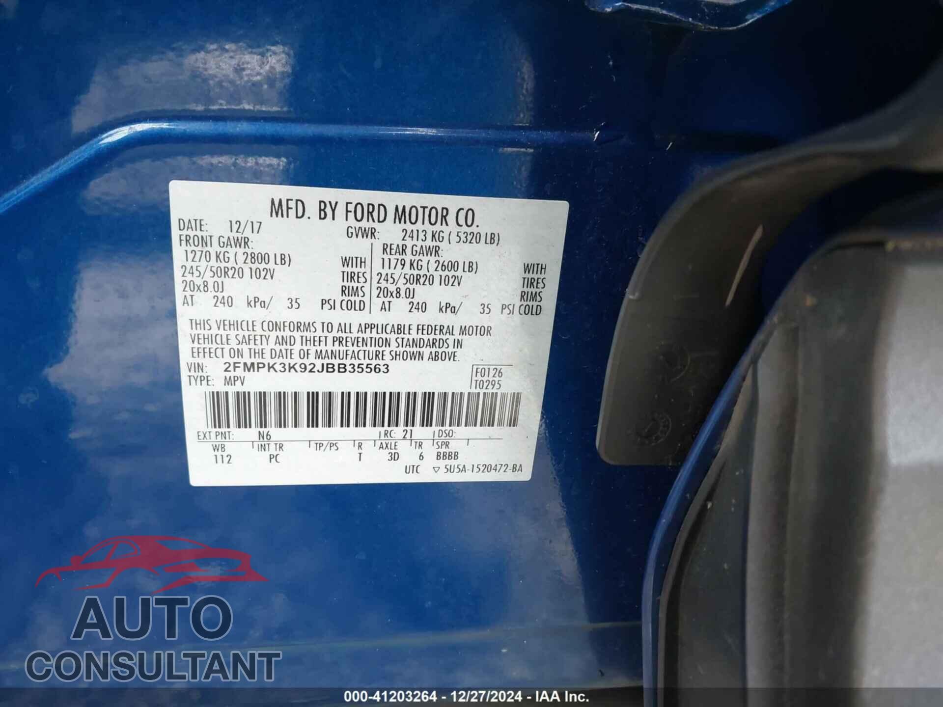FORD EDGE 2018 - 2FMPK3K92JBB35563
