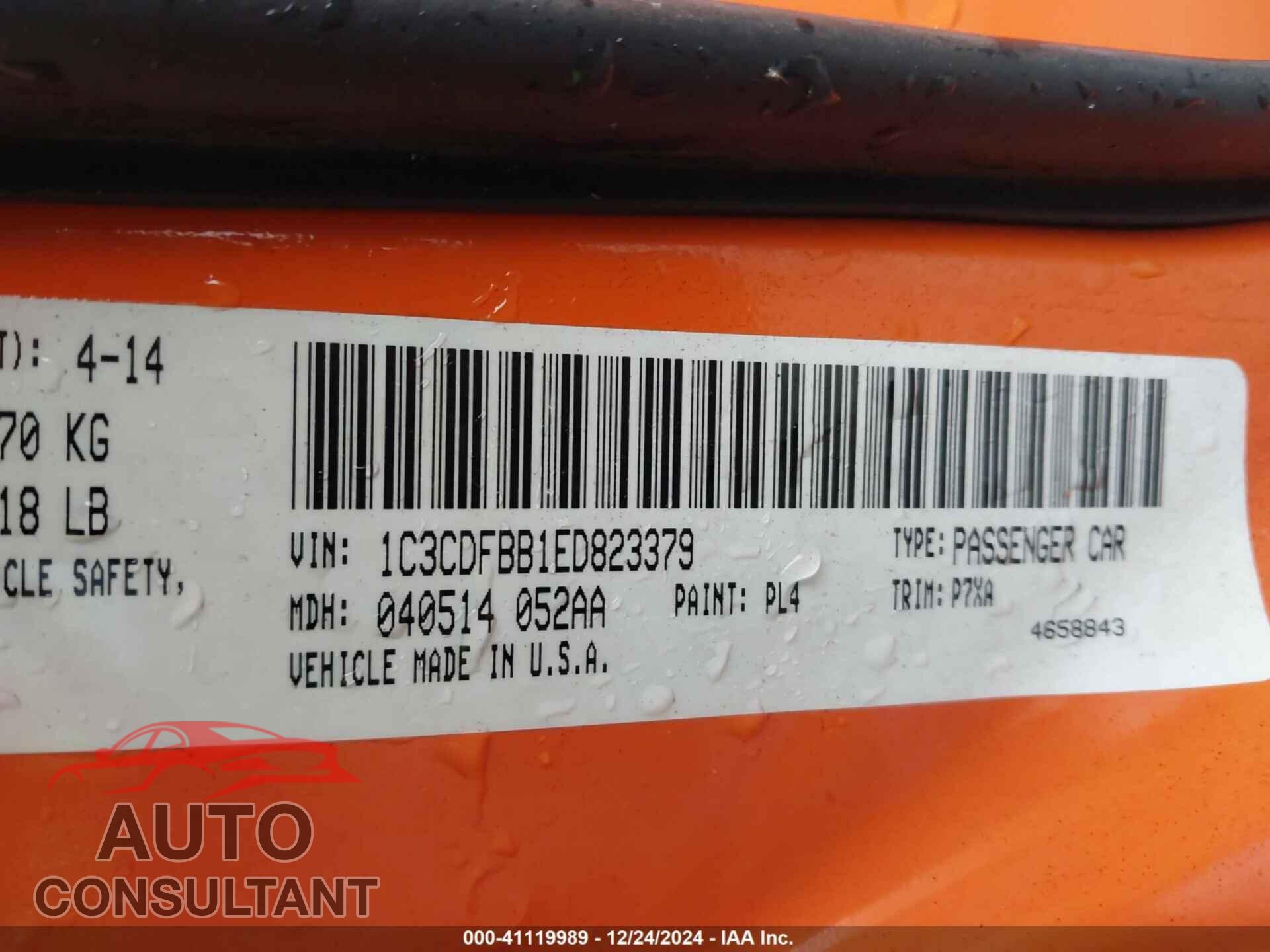 DODGE DART 2014 - 1C3CDFBB1ED823379