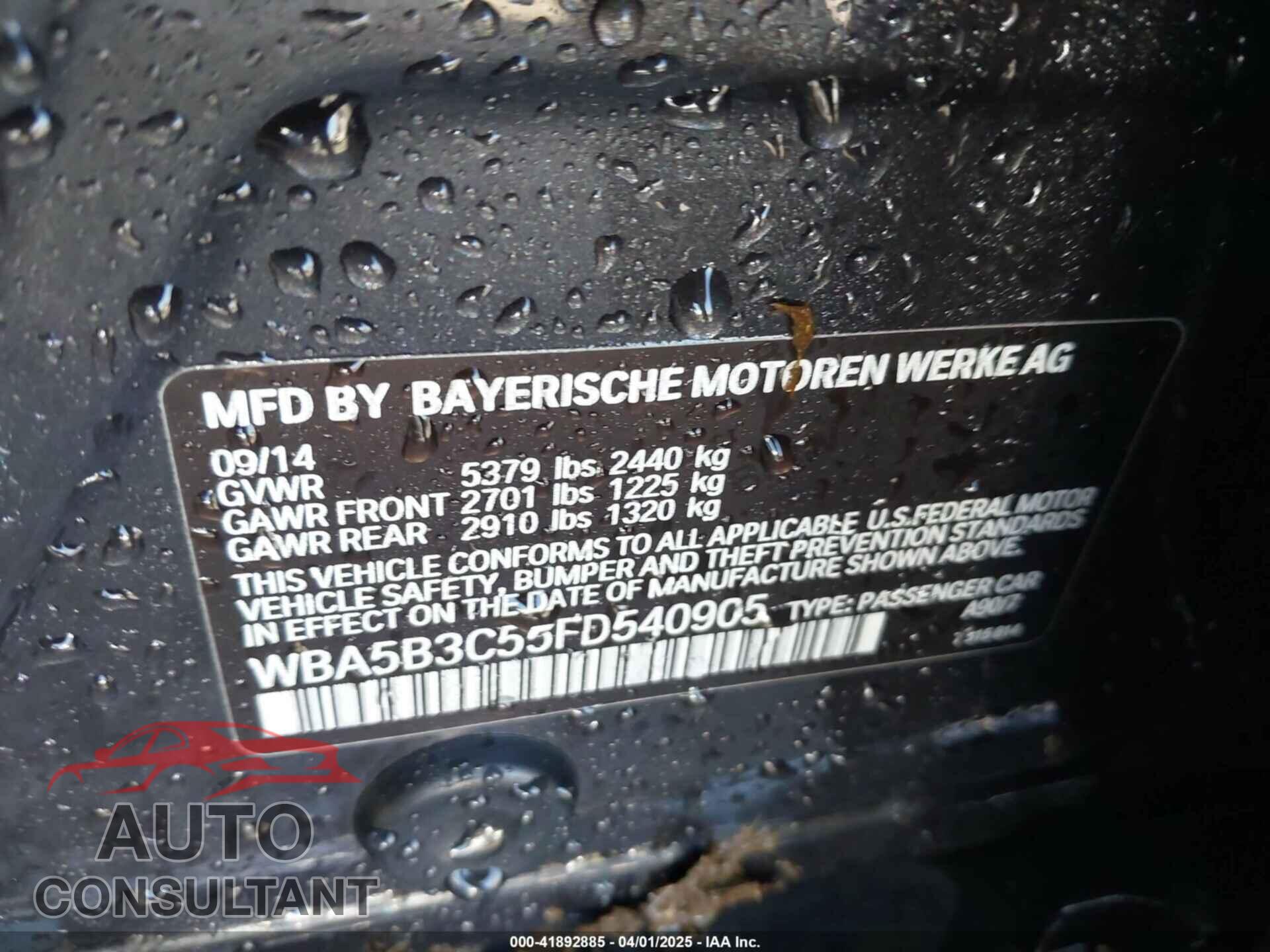 BMW 535I 2015 - WBA5B3C55FD540905