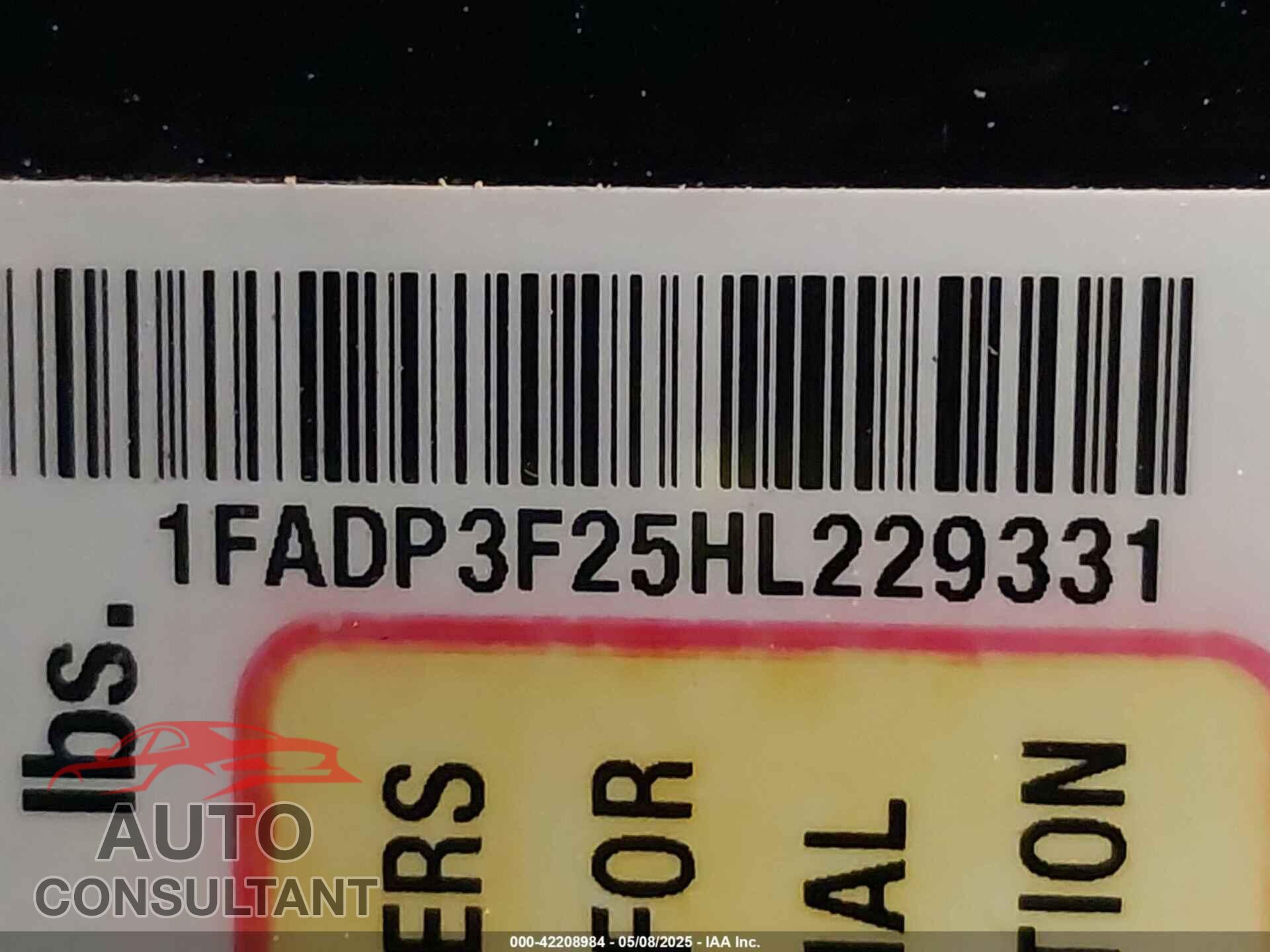 FORD FOCUS 2017 - 1FADP3F25HL229331