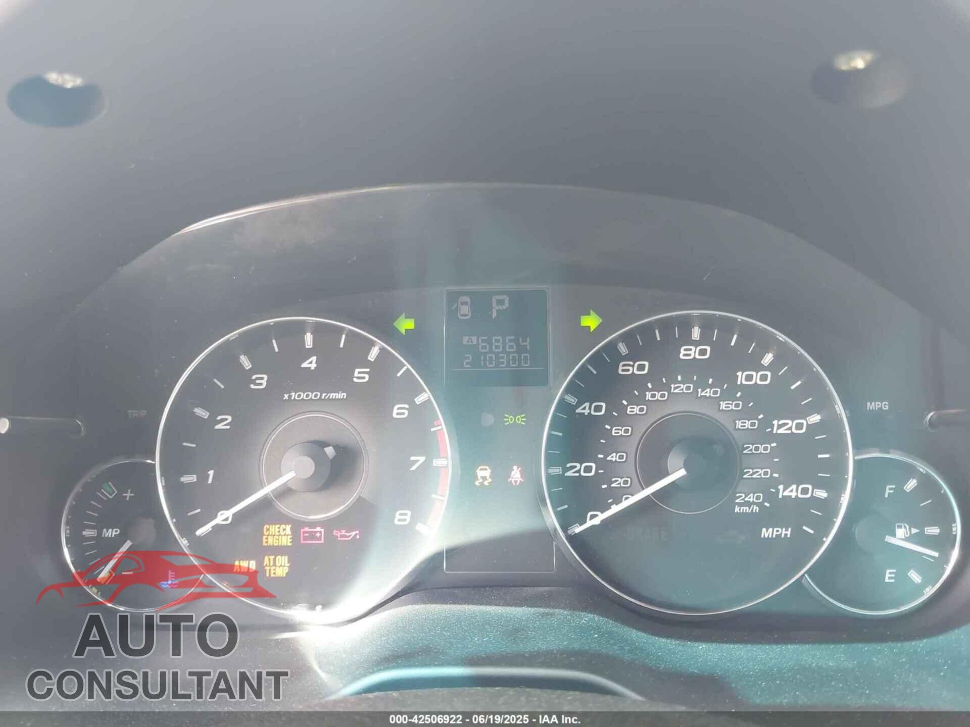 SUBARU OUTBACK 2012 - 4S4BRCKC8C3226406