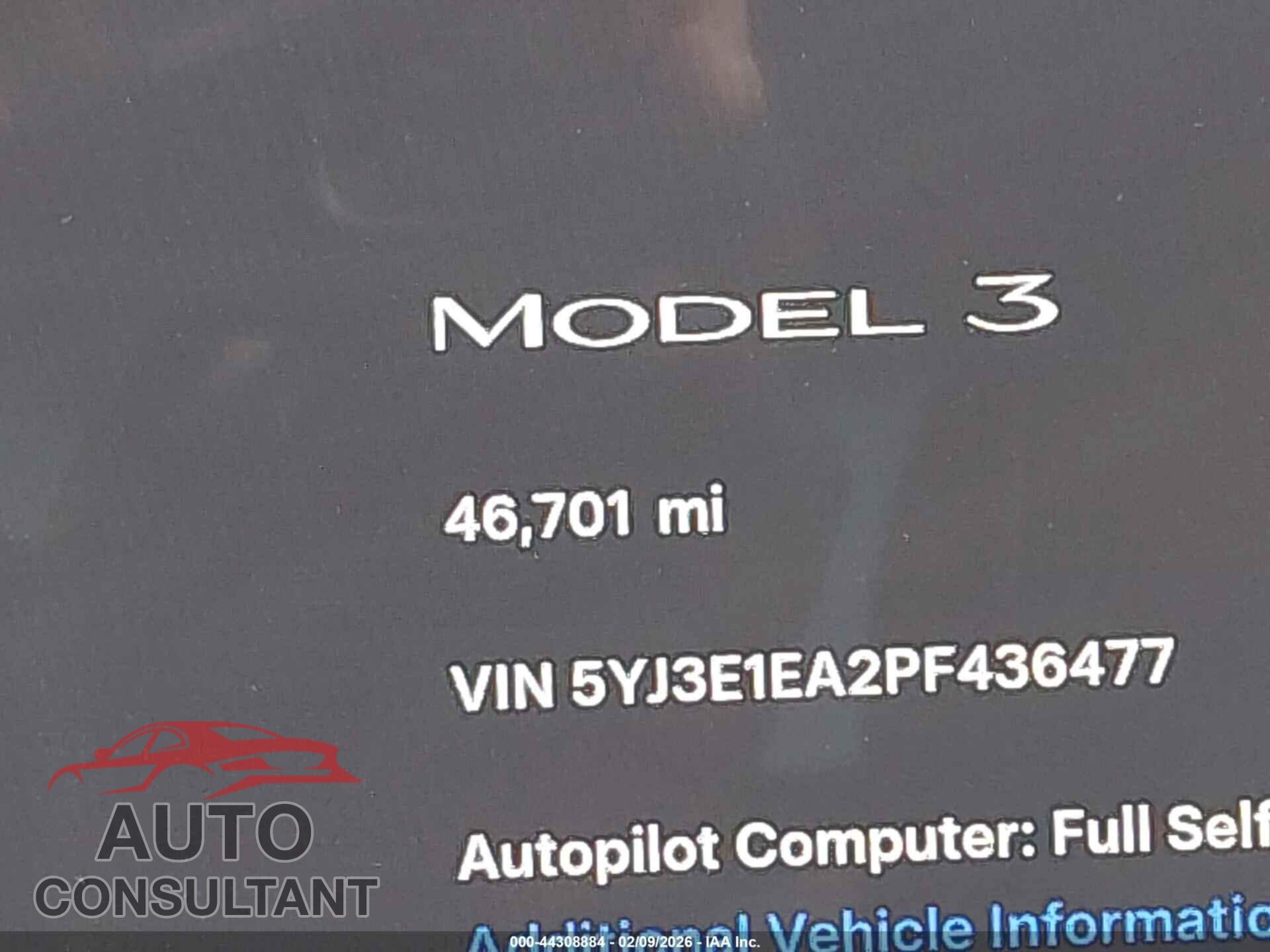 TESLA MODEL 3 2023 - 5YJ3E1EA2PF436477
