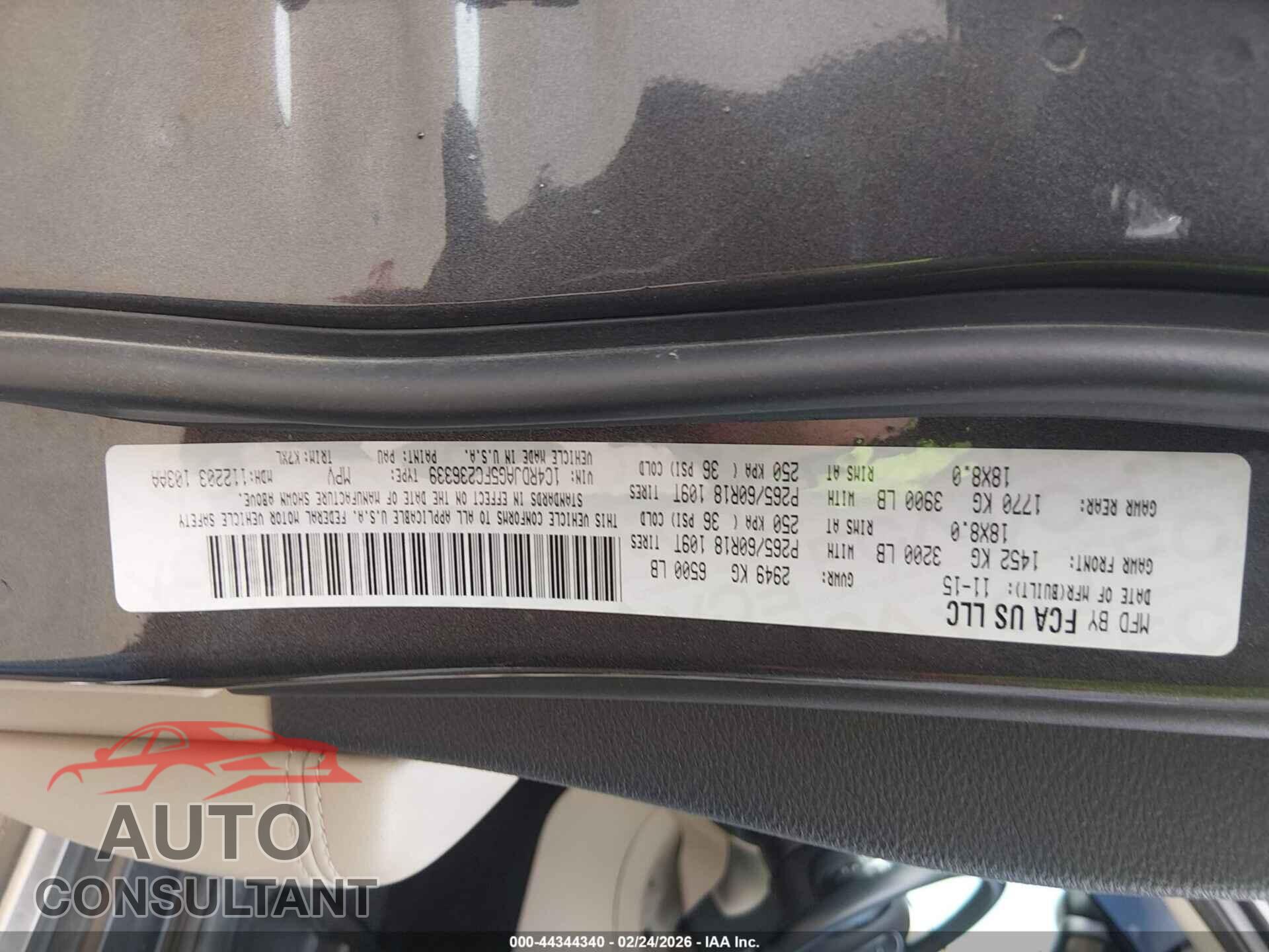 DODGE DURANGO 2015 - 1C4RDJAG5FC236339