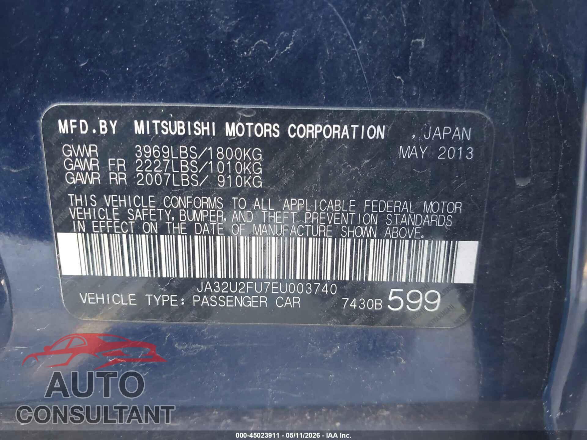 MITSUBISHI LANCER 2014 - JA32U2FU7EU003740