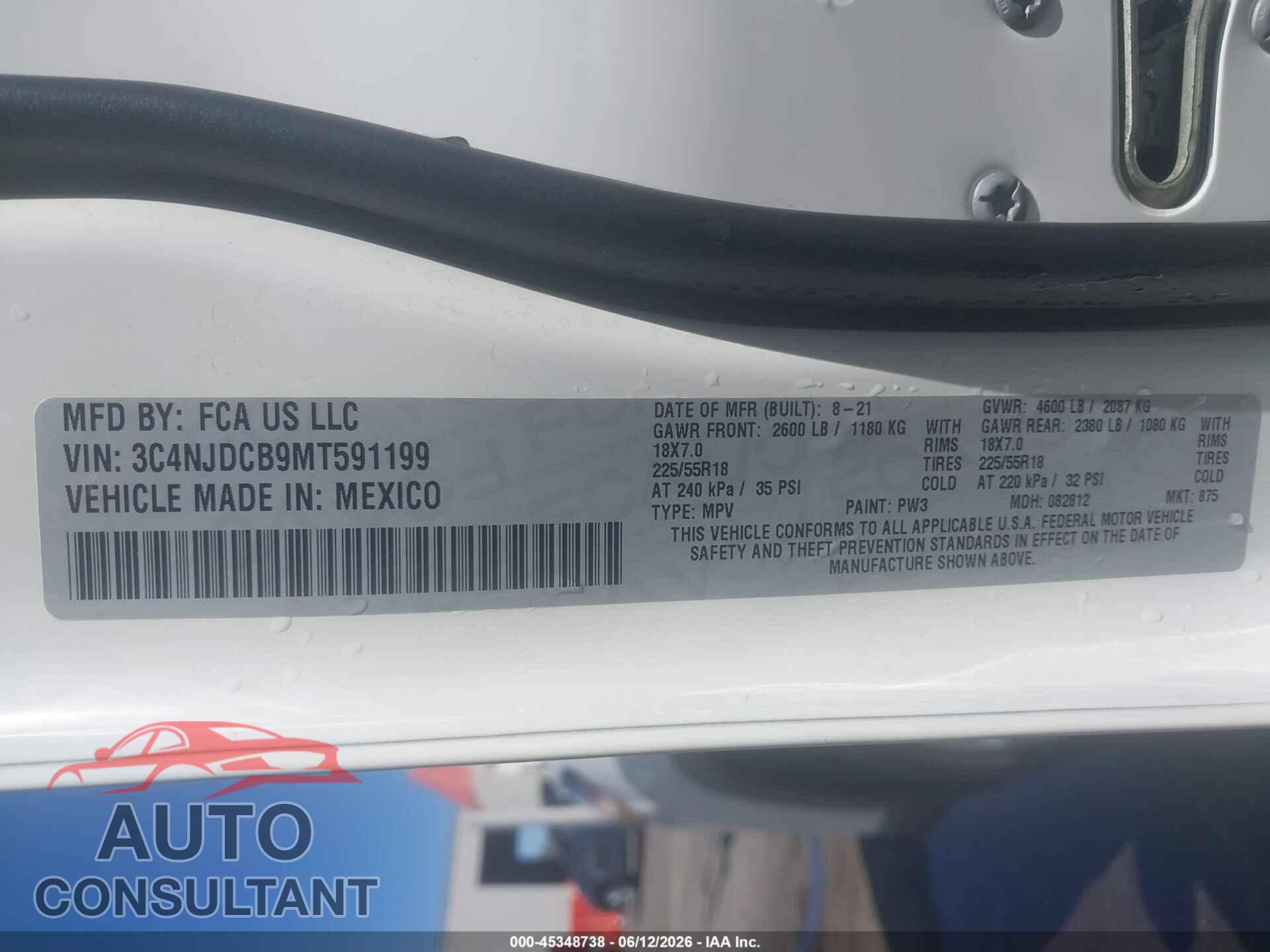 JEEP COMPASS 2021 - 3C4NJDCB9MT591199
