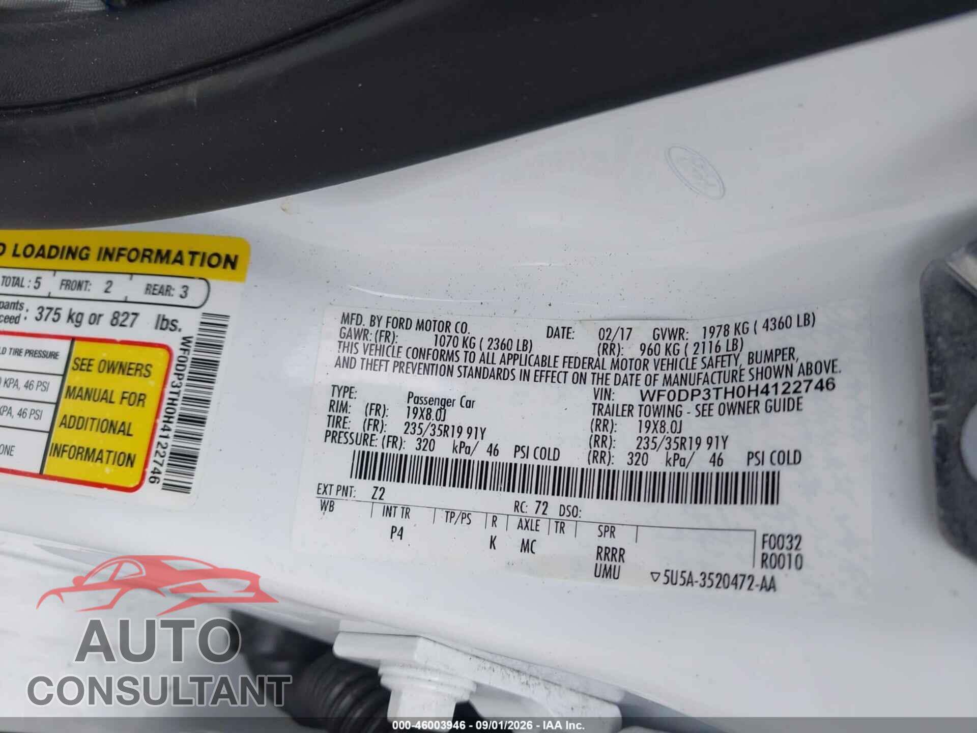 FORD FOCUS RS 2017 - WF0DP3TH0H4122746