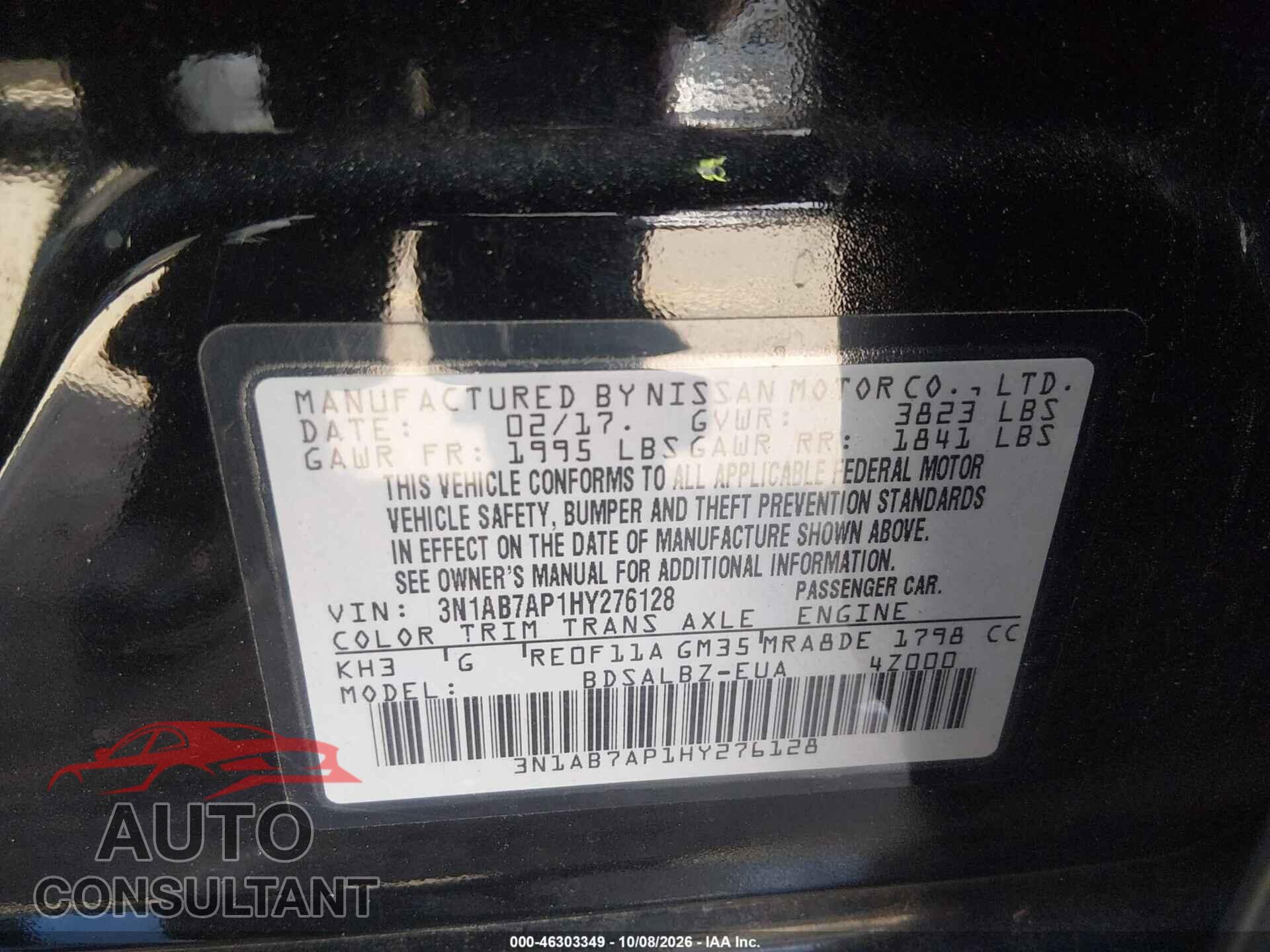 NISSAN SENTRA 2017 - 3N1AB7AP1HY276128