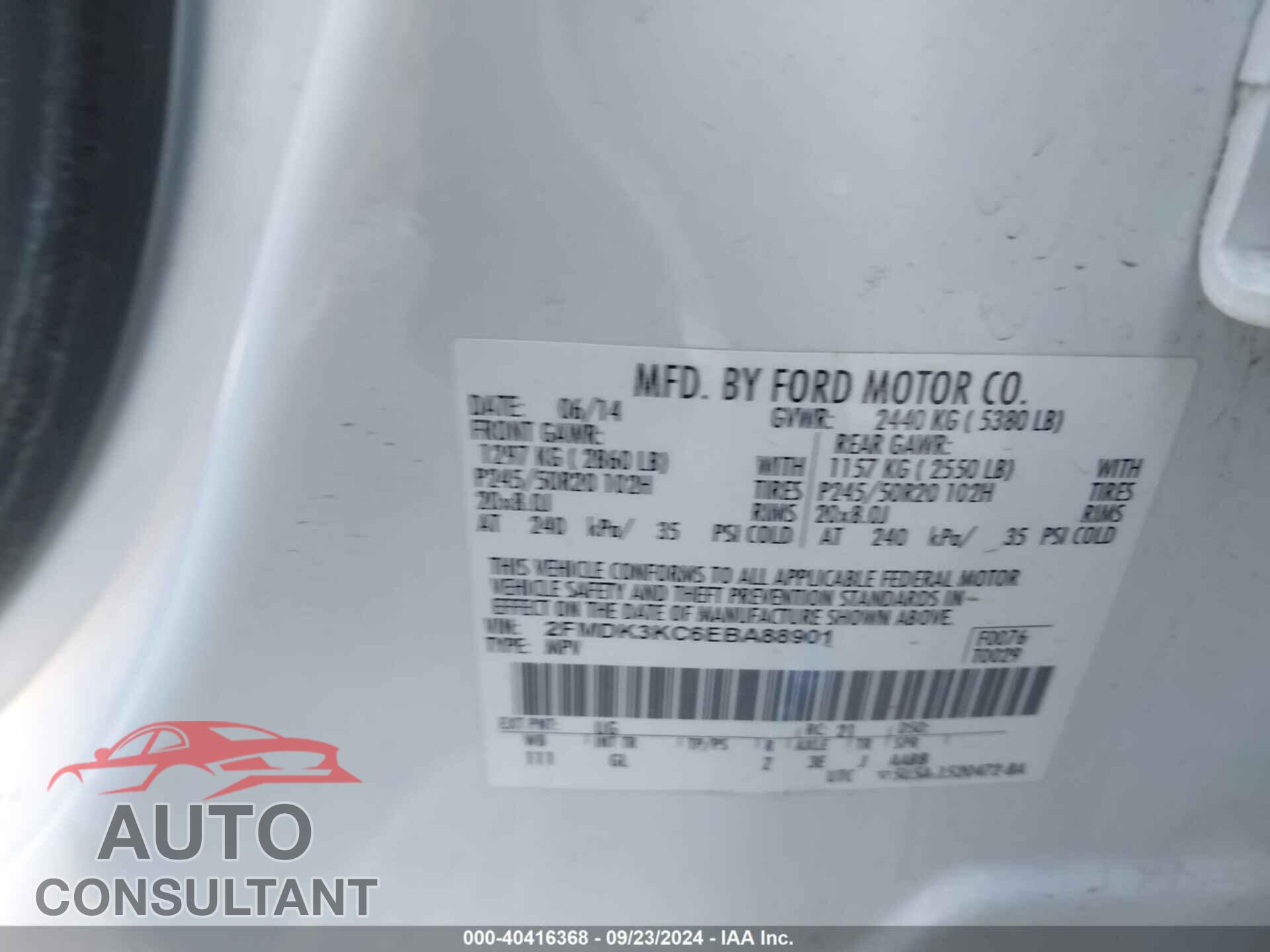 FORD EDGE 2014 - 2FMDK3KC6EBA88901