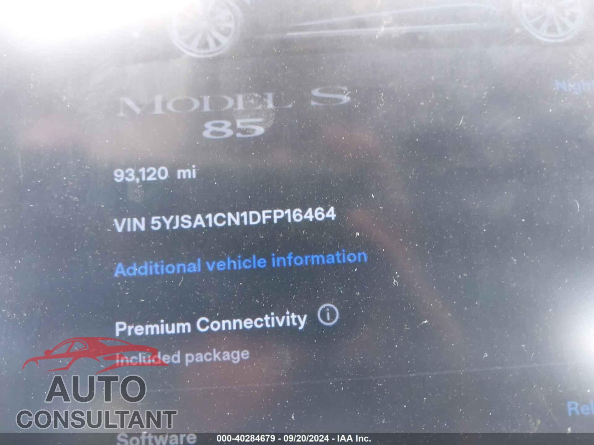 TESLA MODEL S 2013 - 5YJSA1CN1DFP16464