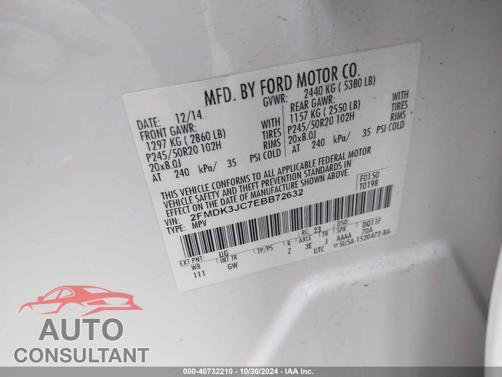 FORD EDGE 2014 - 2FMDK3JC7EBB72632
