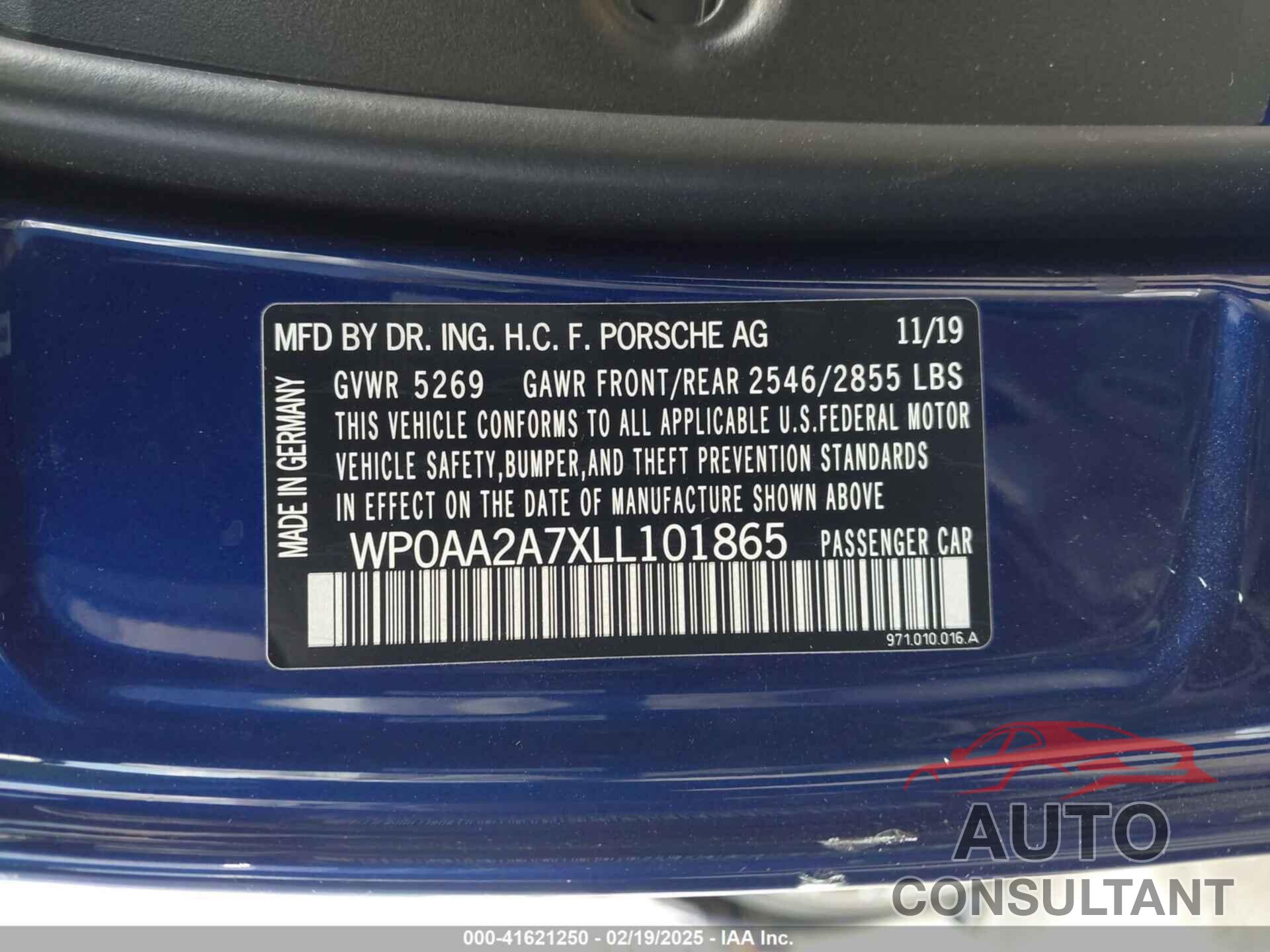 PORSCHE PANAMERA 2020 - WP0AA2A7XLL101865