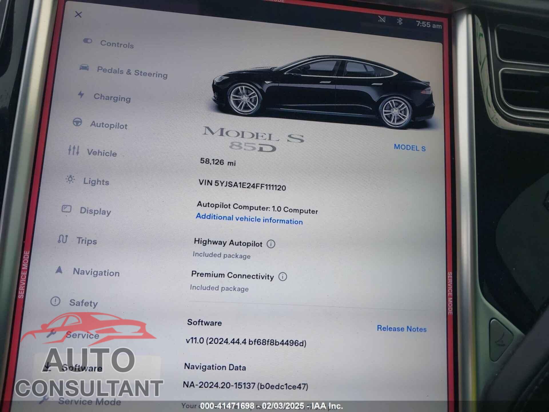 TESLA MODEL S 2015 - 5YJSA1E24FF111120