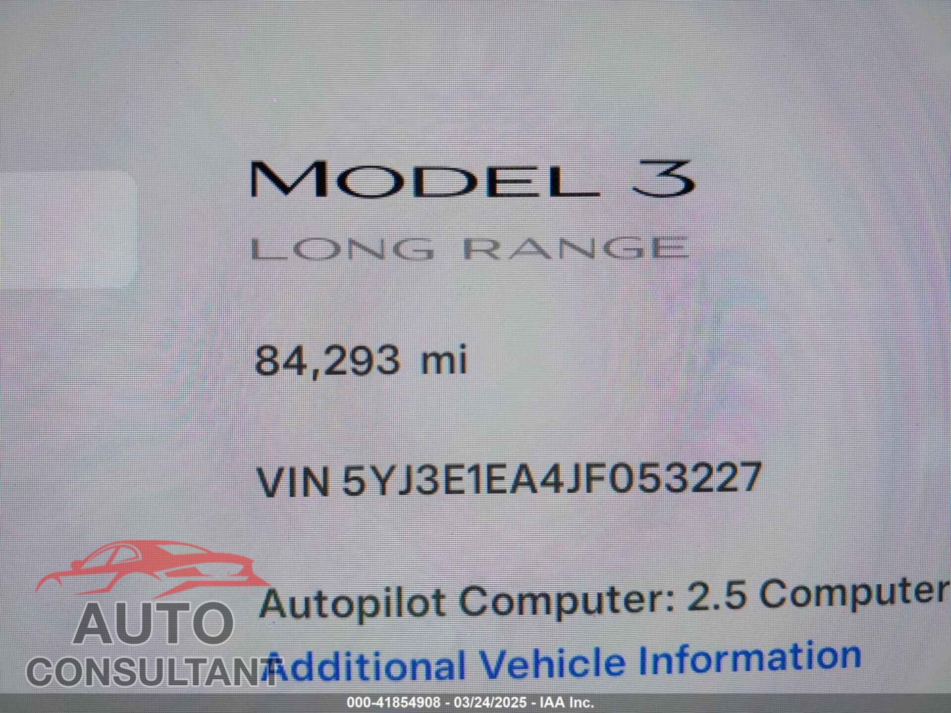 TESLA MODEL 3 2018 - 5YJ3E1EA4JF053227