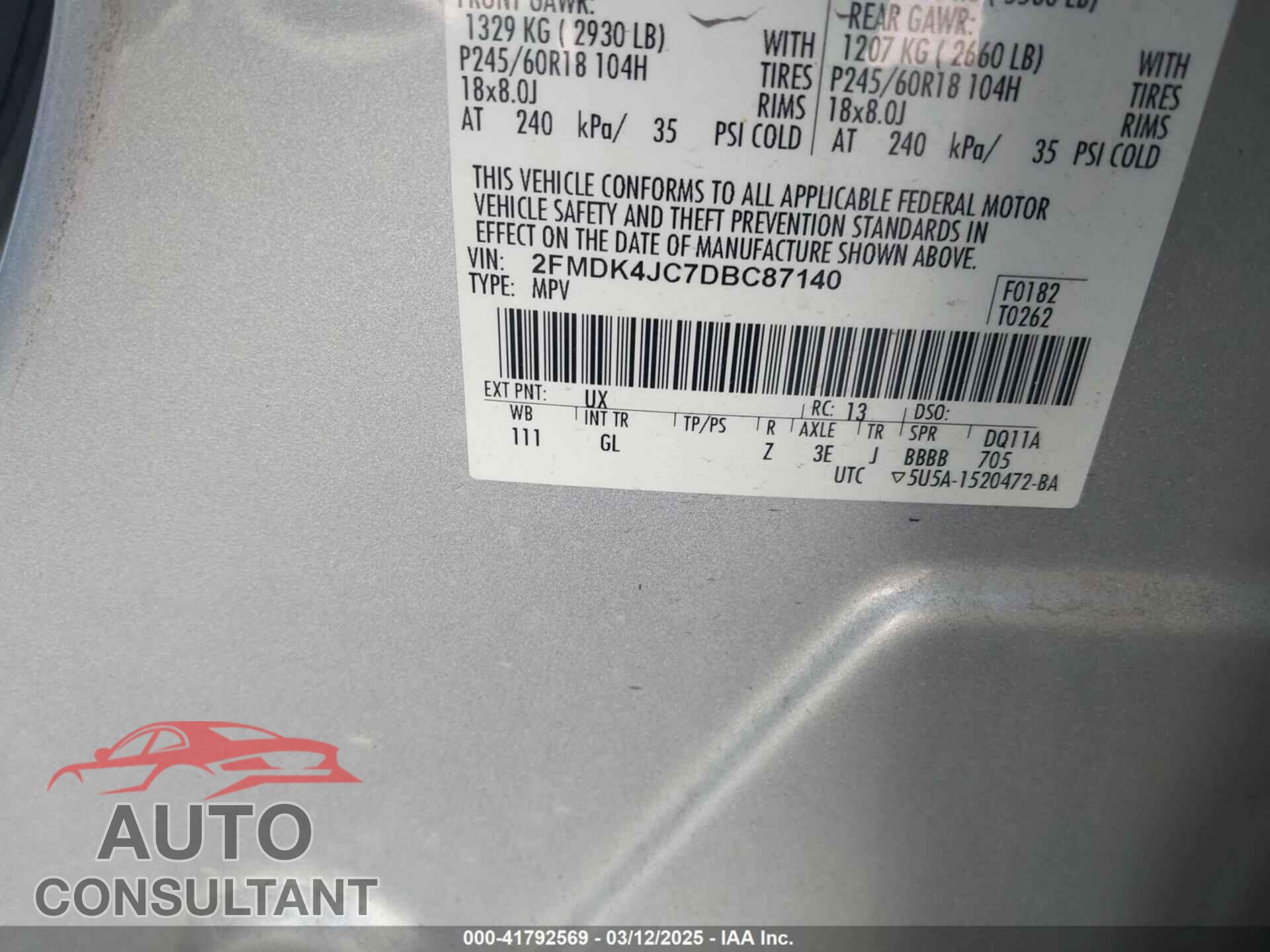 FORD EDGE 2013 - 2FMDK4JC7DBC87140