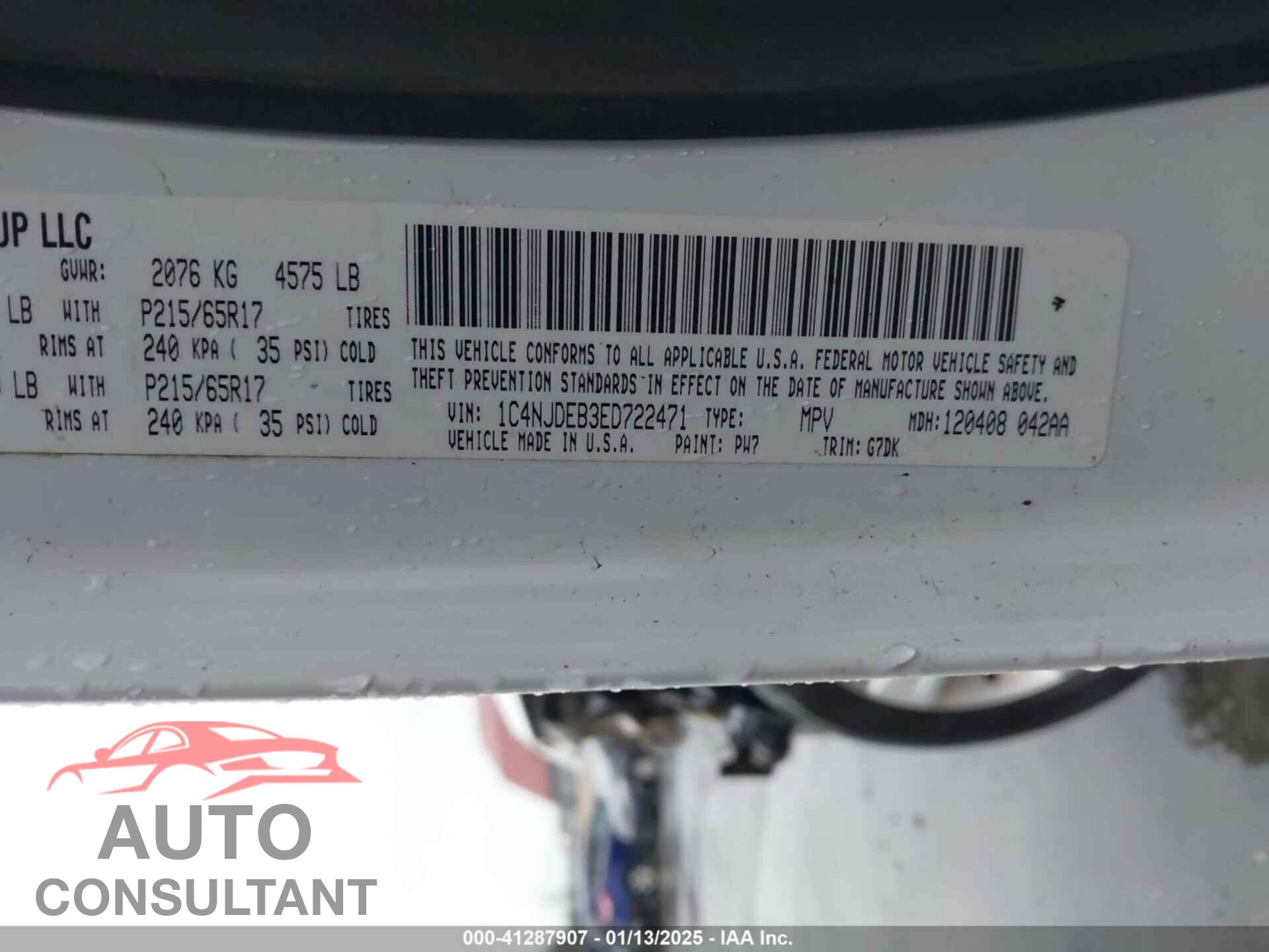 JEEP COMPASS 2014 - 1C4NJDEB3ED722471