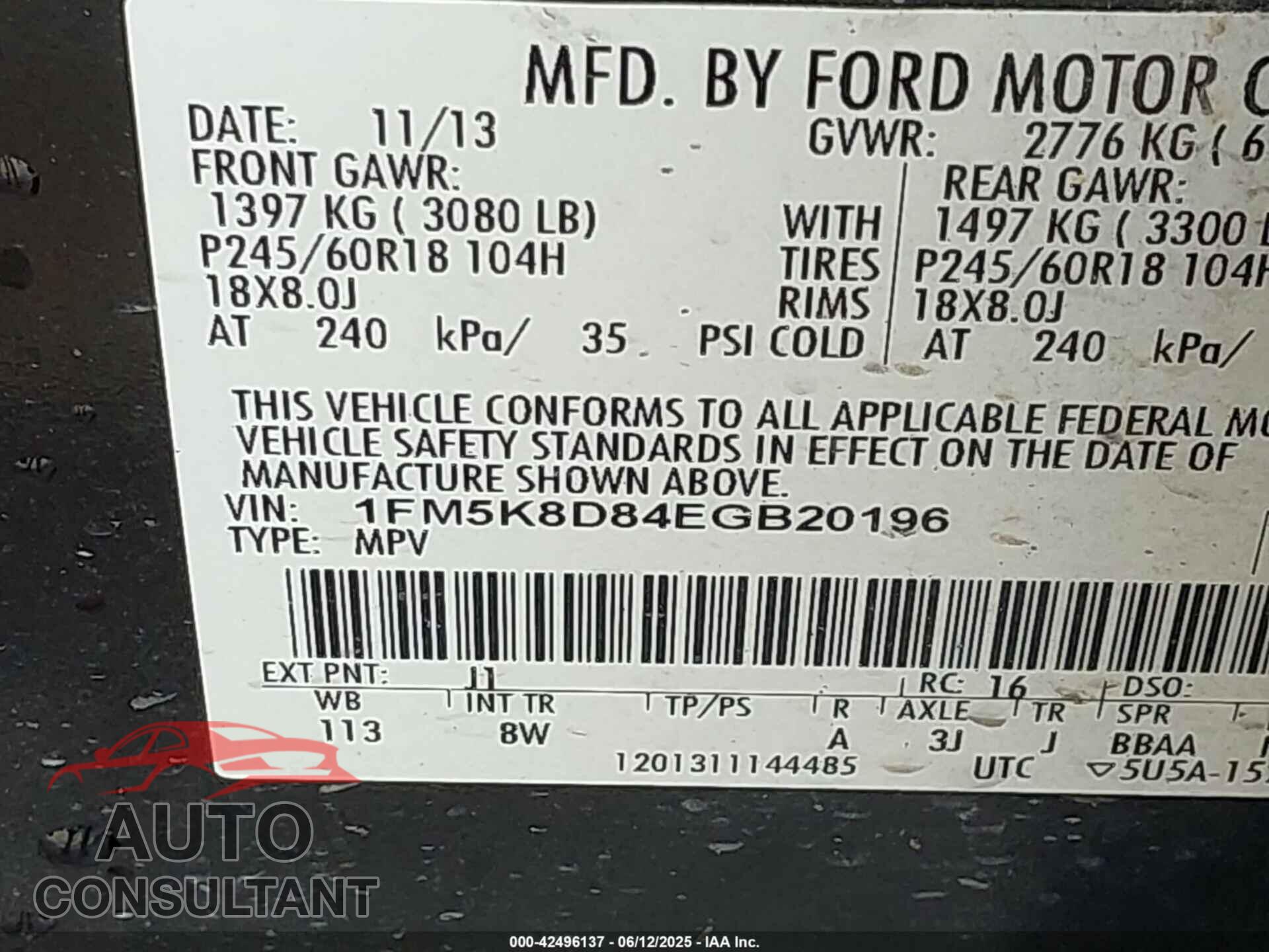 FORD EXPLORER 2014 - 1FM5K8D84EGB20196