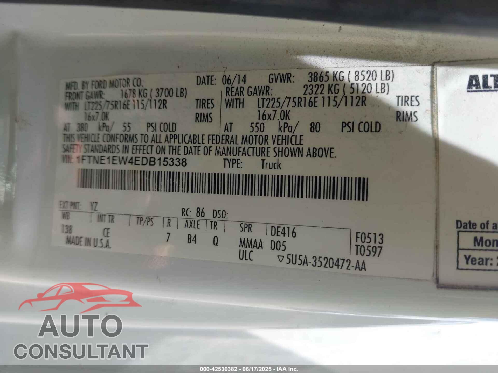 FORD E-150 2014 - 1FTNE1EW4EDB15338