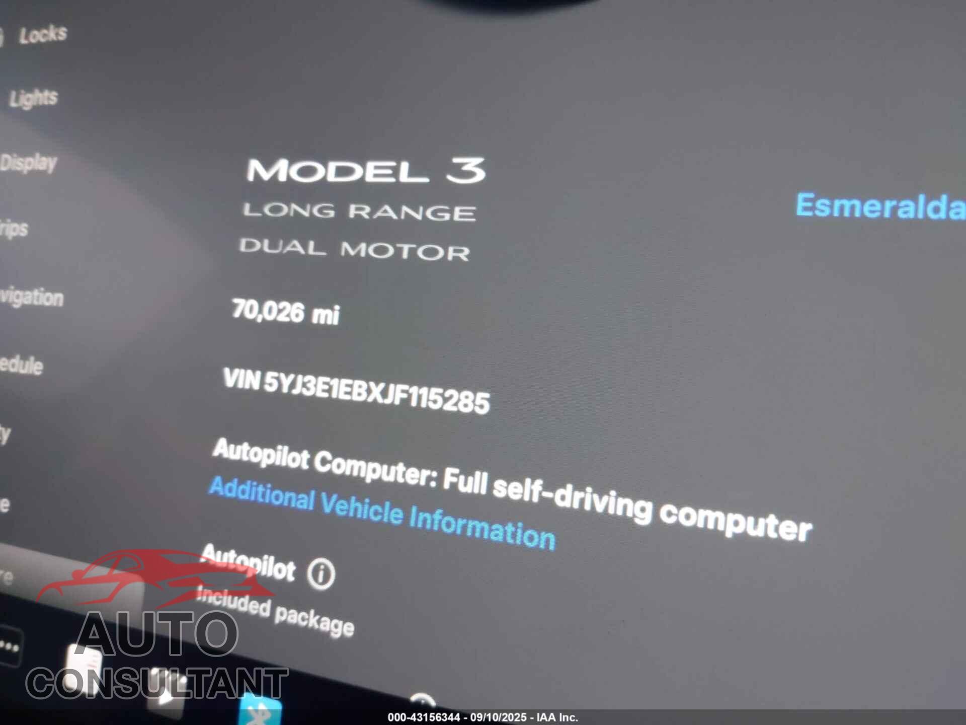 TESLA MODEL 3 2018 - 5YJ3E1EBXJF115285