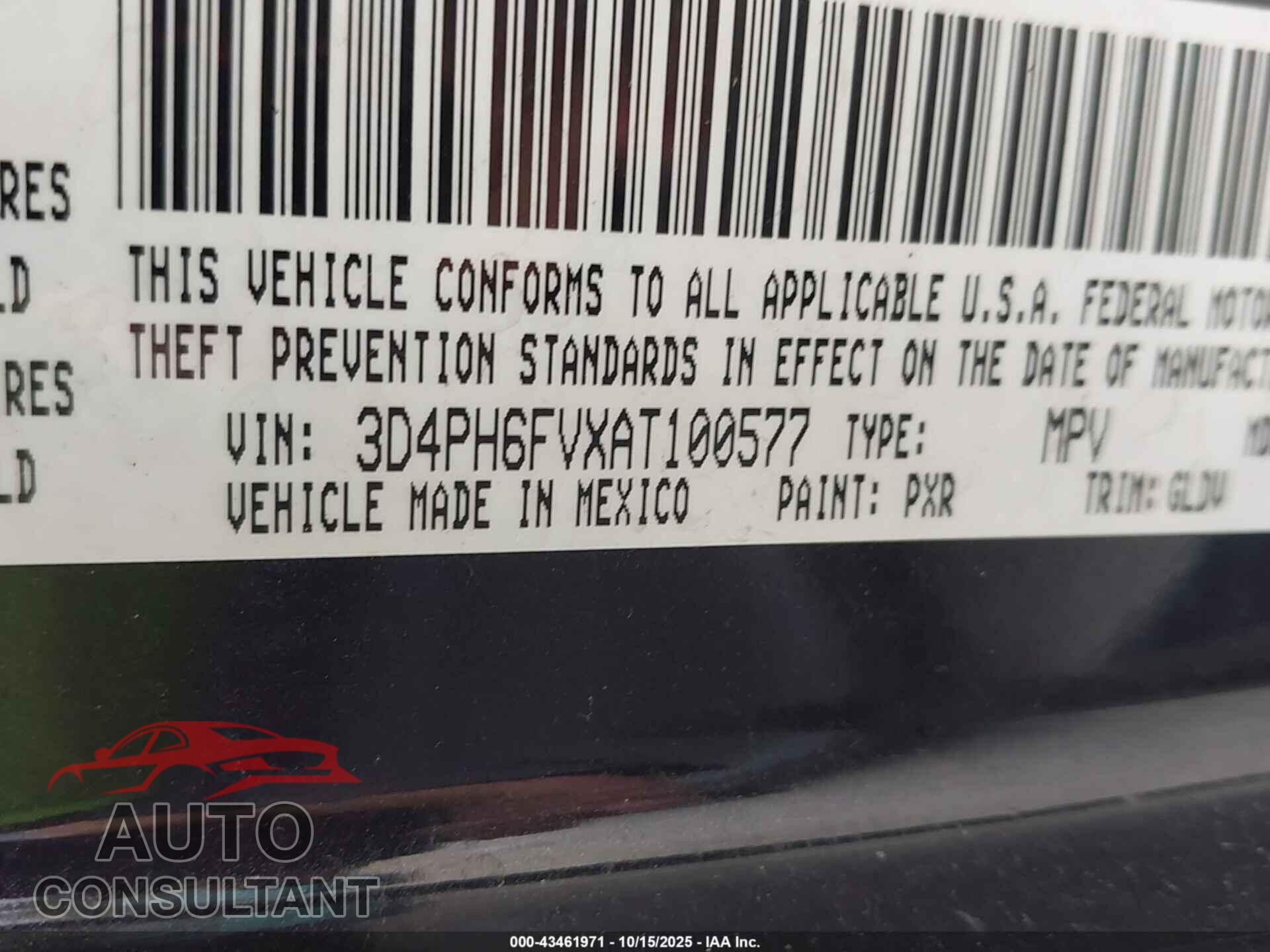 DODGE JOURNEY 2010 - 3D4PH6FVXAT100577