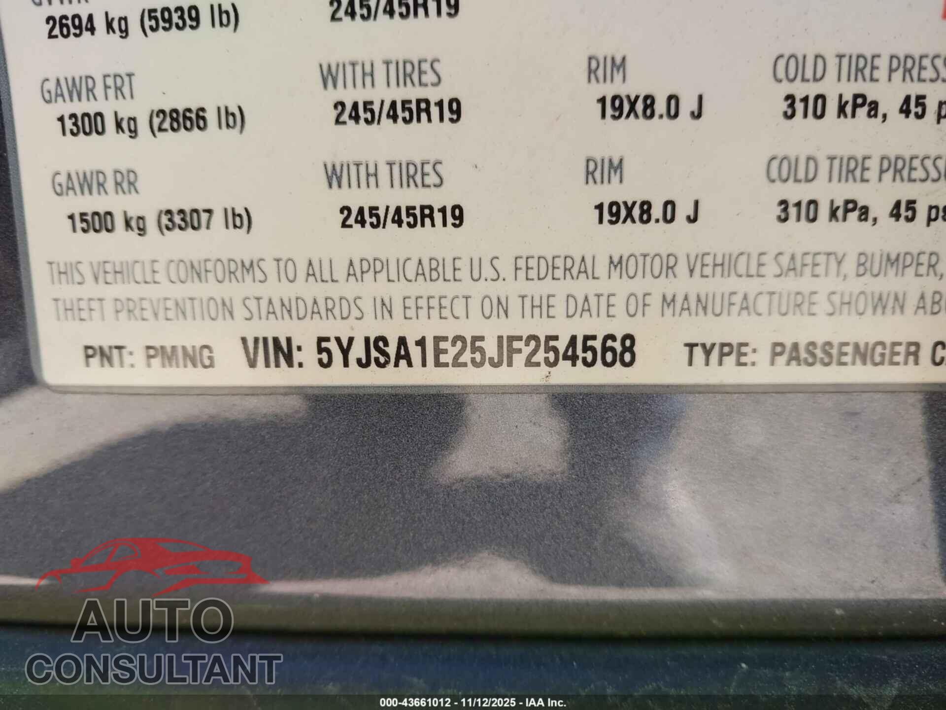 TESLA MODEL S 2018 - 5YJSA1E25JF254568