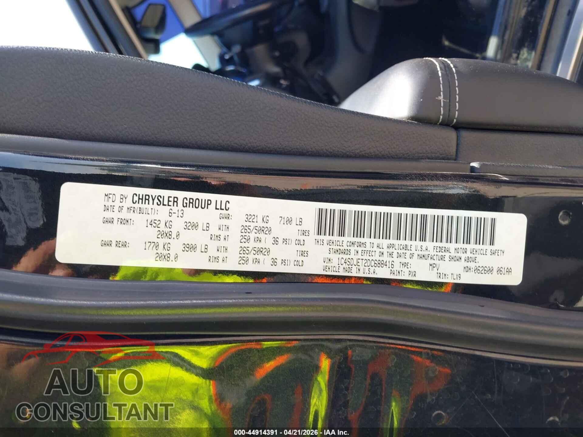 DODGE DURANGO 2013 - 1C4SDJET2DC688416