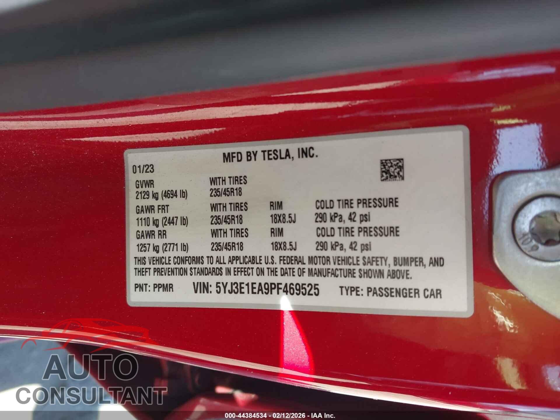TESLA MODEL 3 2023 - 5YJ3E1EA9PF469525