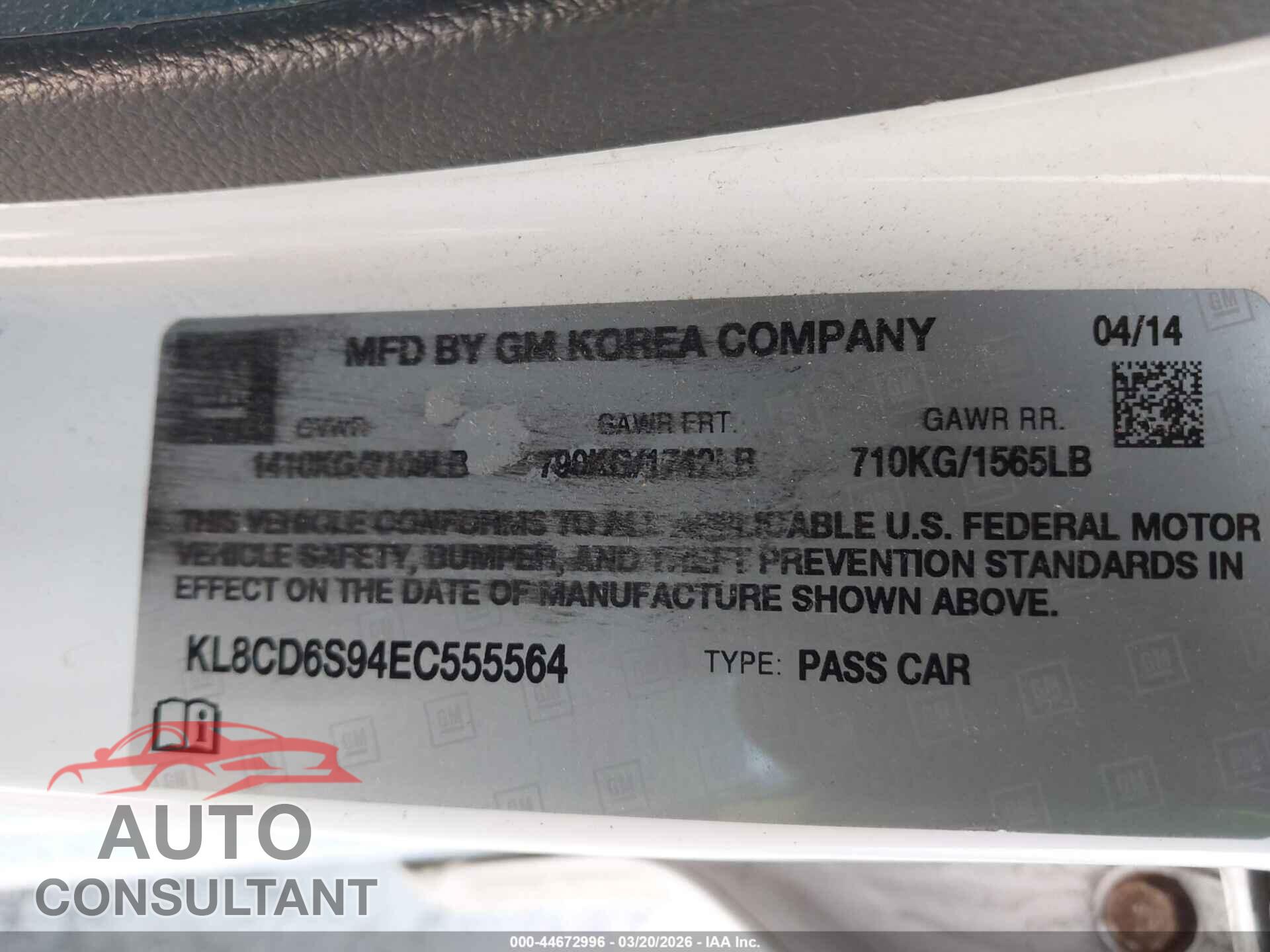 CHEVROLET SPARK 2014 - KL8CD6S94EC555564