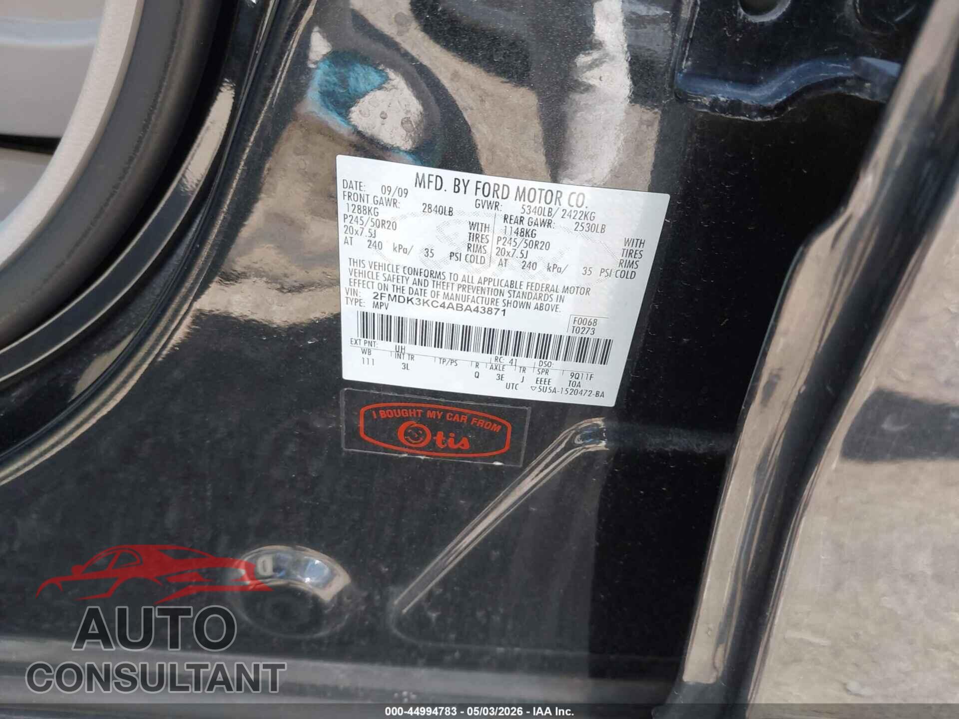 FORD EDGE 2010 - 2FMDK3KC4ABA43871