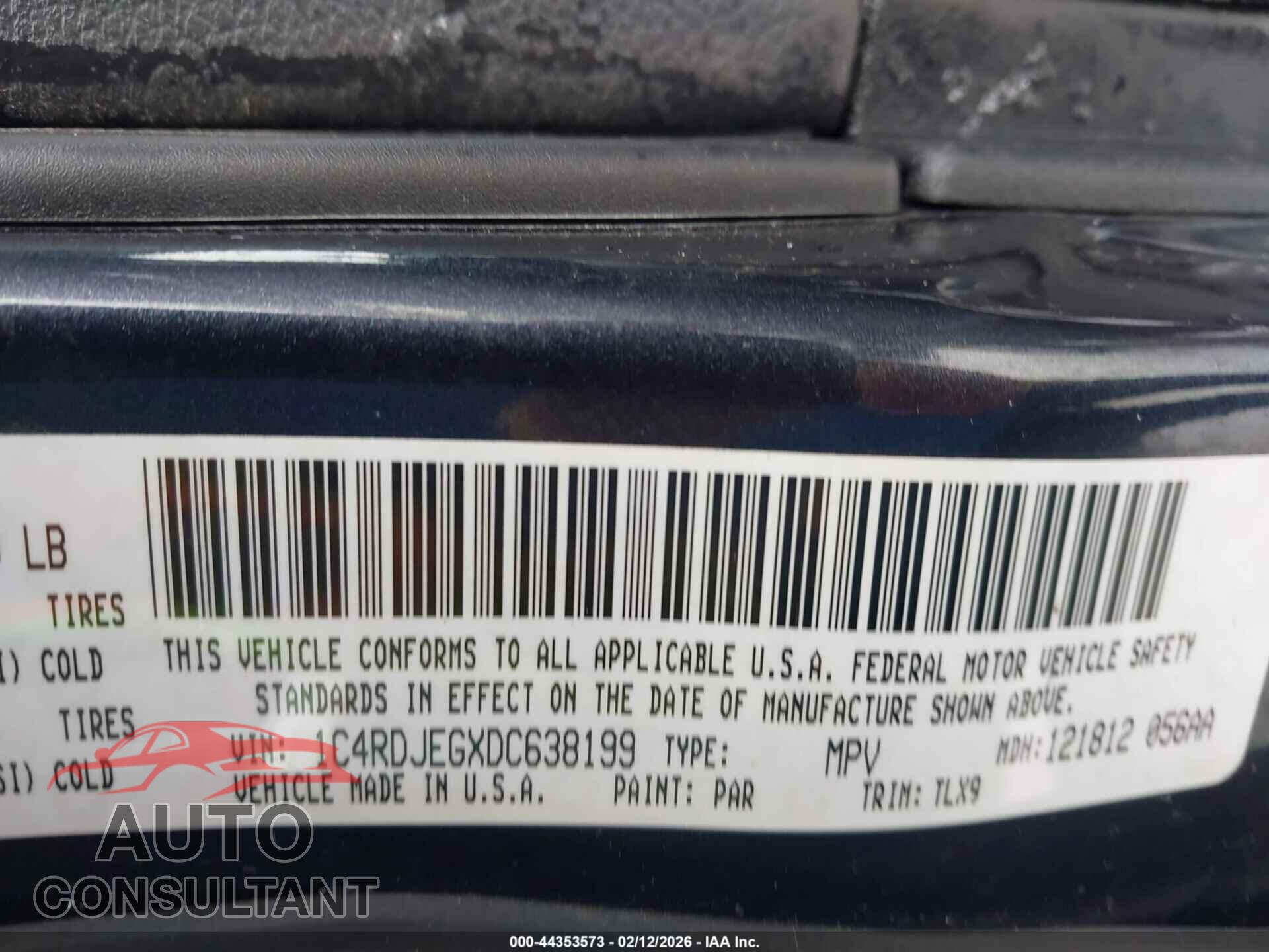 DODGE DURANGO 2013 - 1C4RDJEGXDC638199