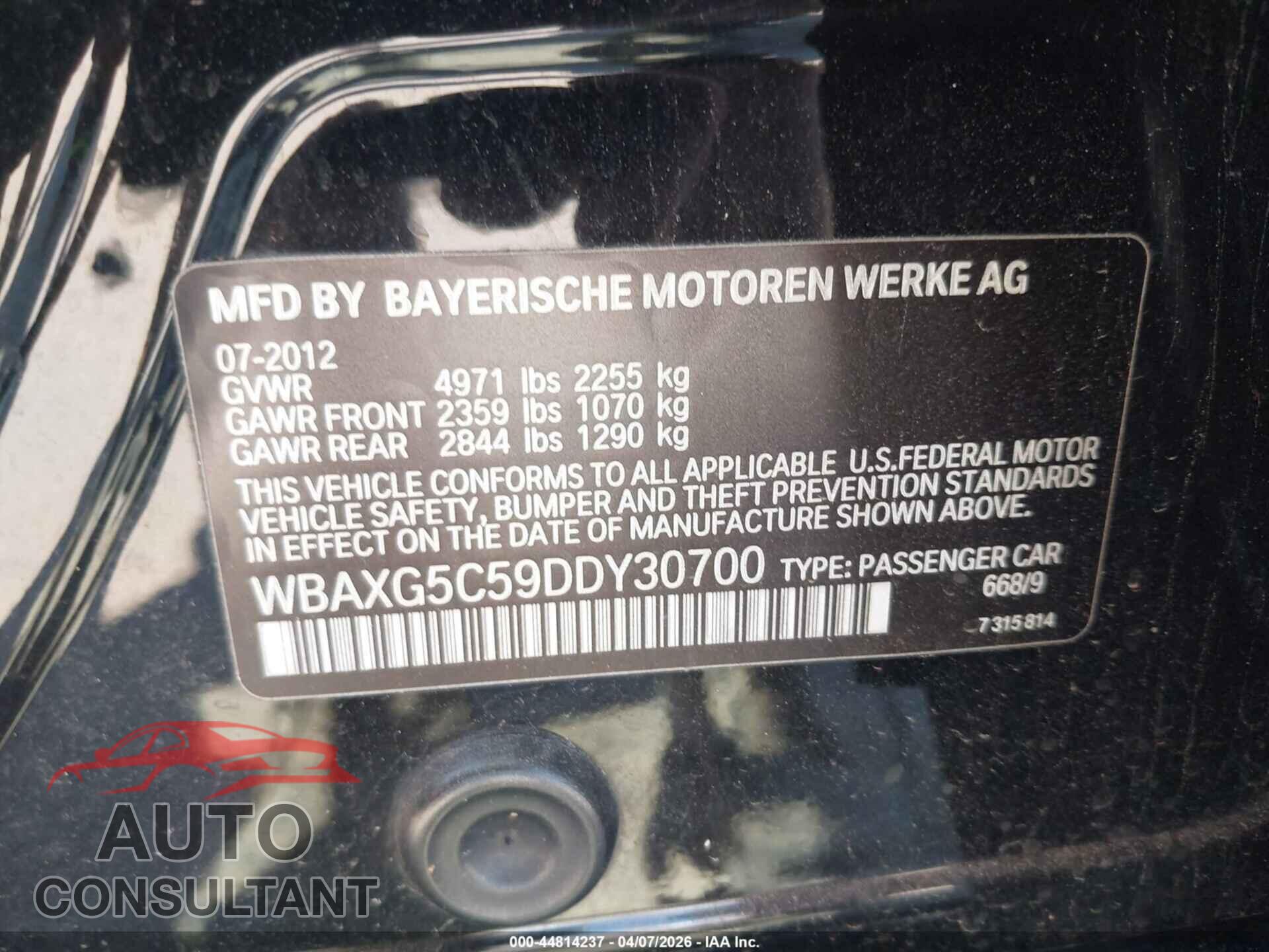 BMW 528I 2013 - WBAXG5C59DDY30700