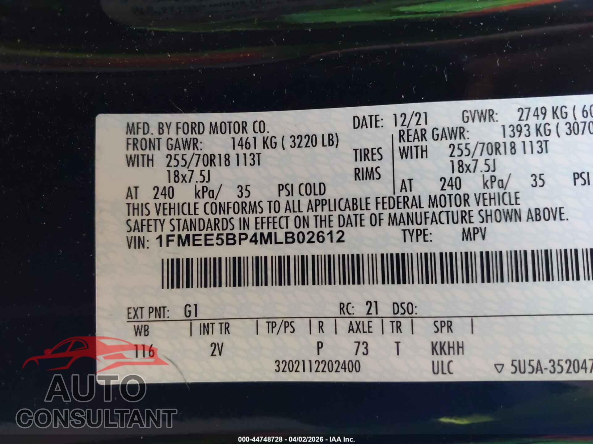 FORD BRONCO 2021 - 1FMEE5BP4MLB02612