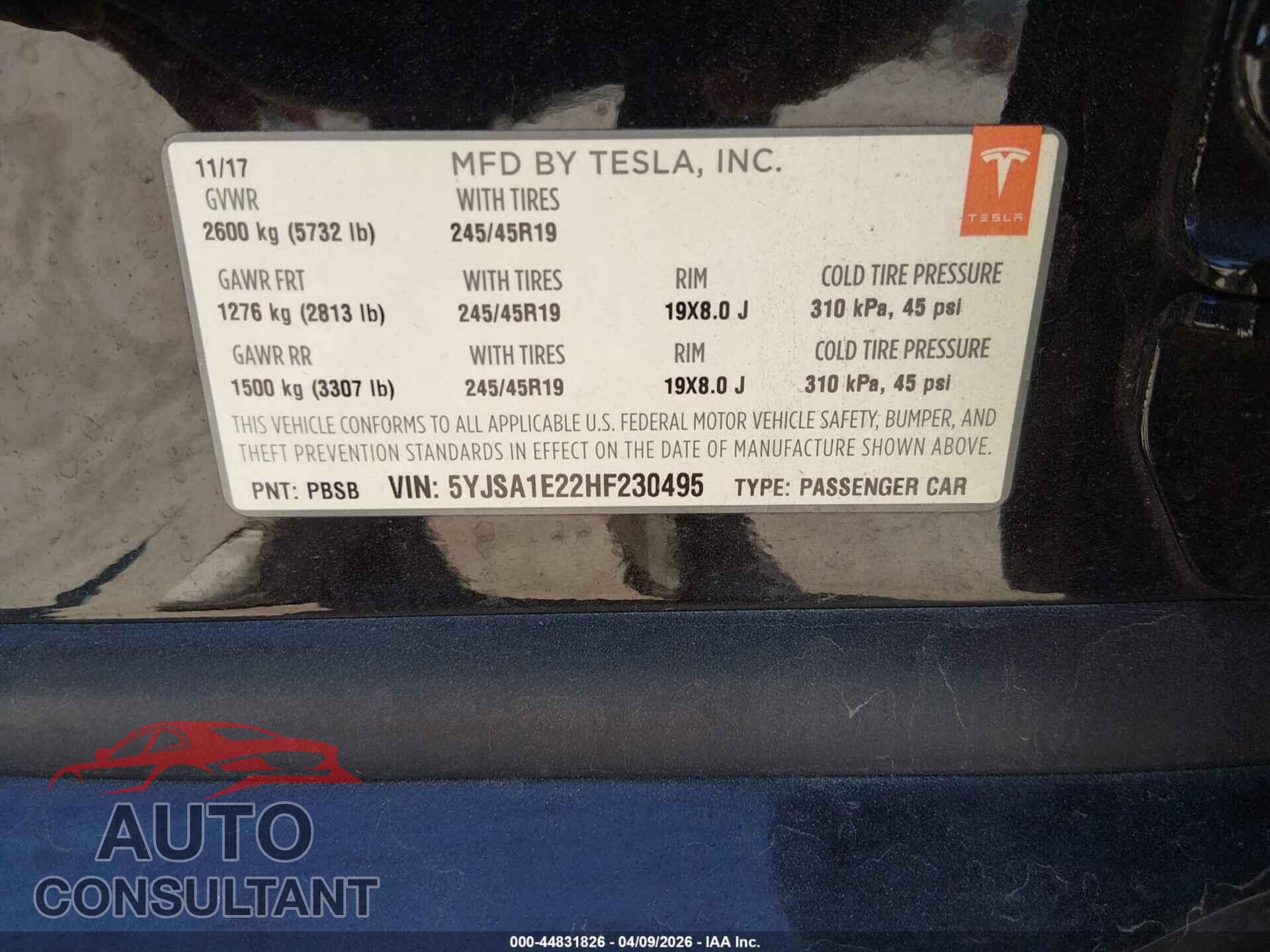 TESLA MODEL S 2017 - 5YJSA1E22HF230495