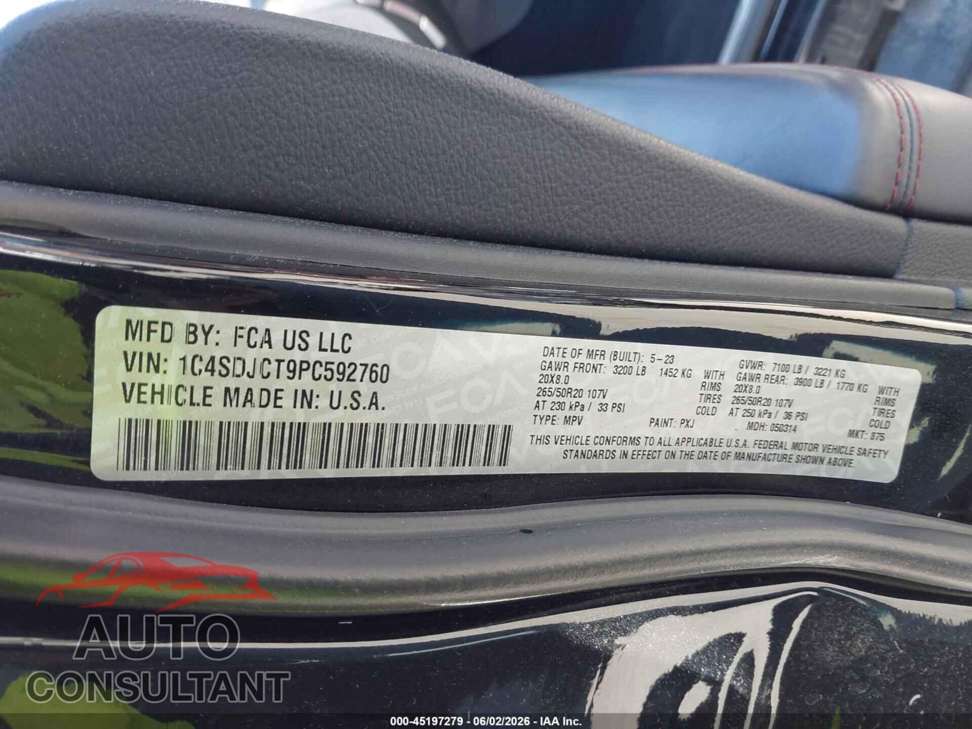 DODGE DURANGO 2023 - 1C4SDJCT9PC592760