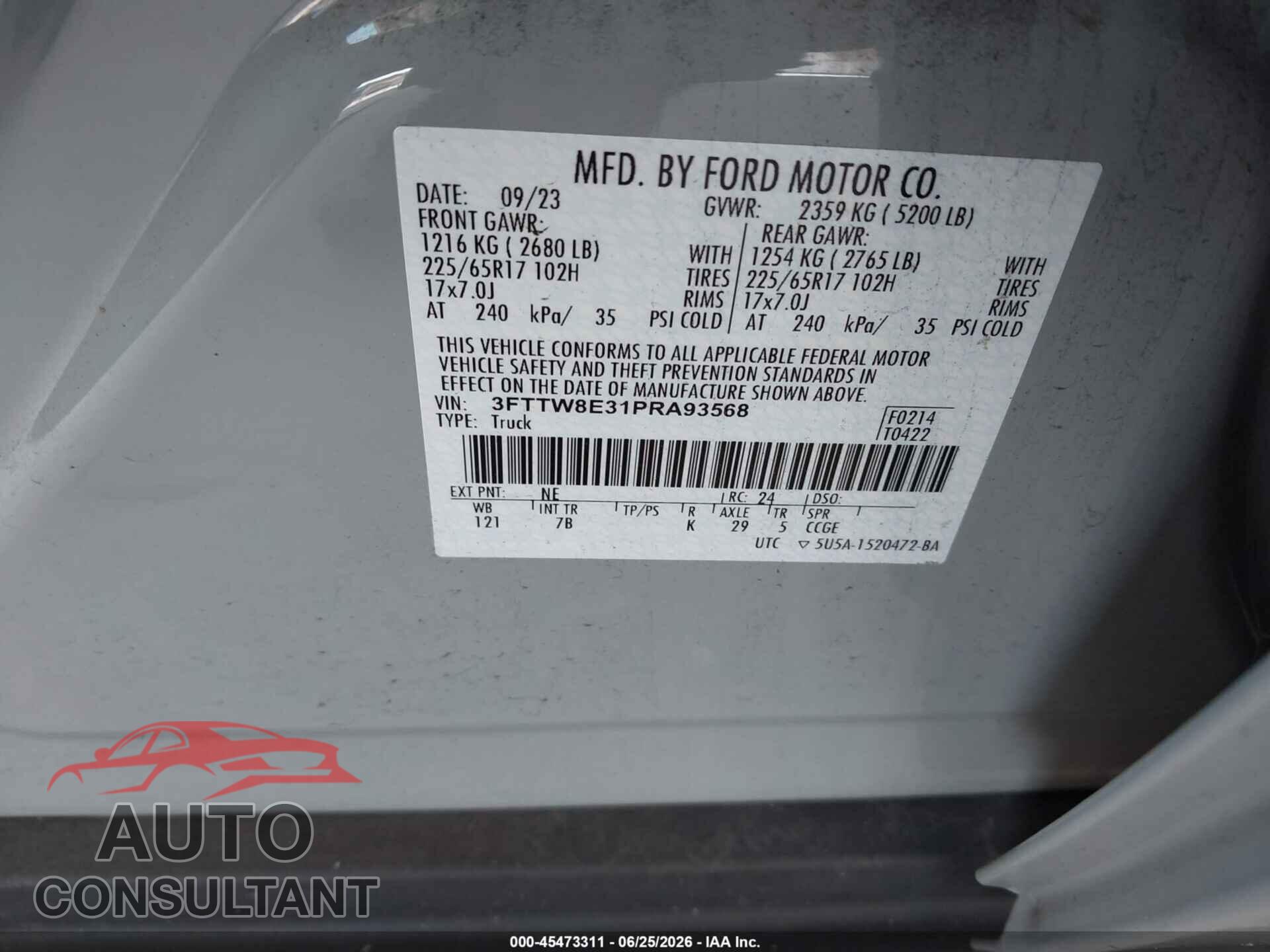 FORD MAVERICK 2023 - 3FTTW8E31PRA93568