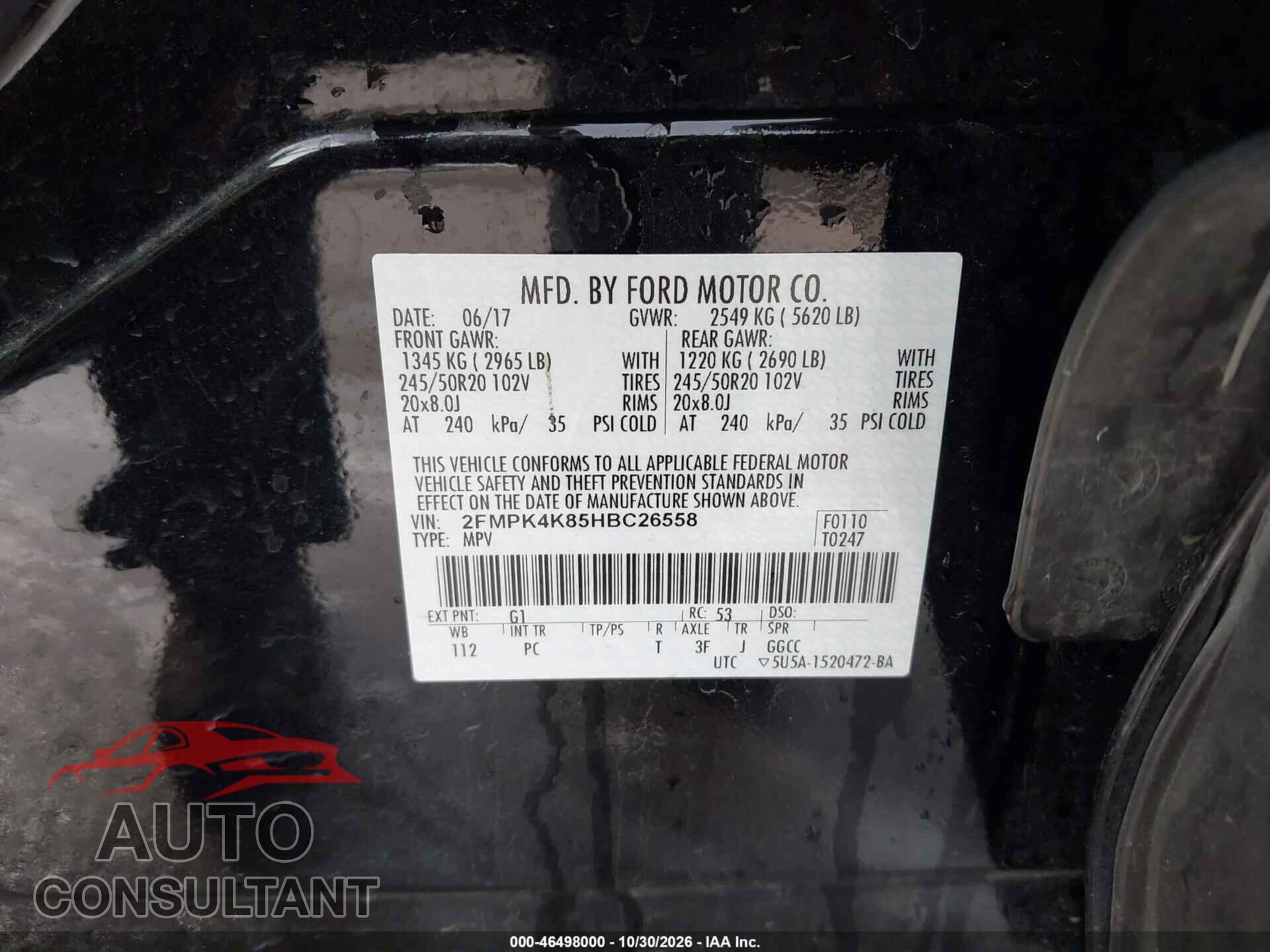 FORD EDGE 2017 - 2FMPK4K85HBC26558