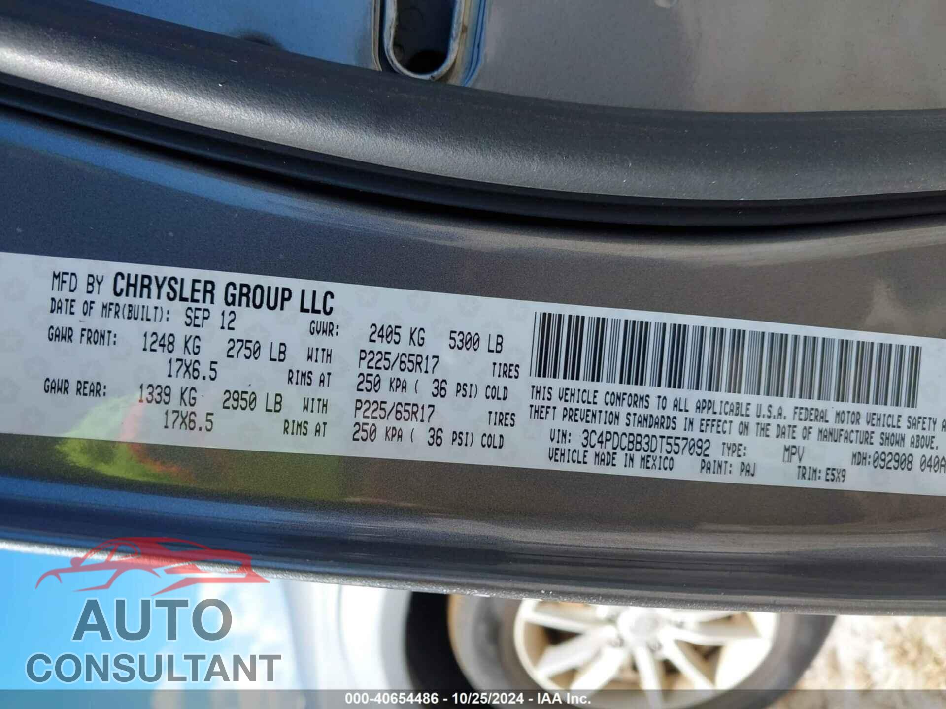 DODGE JOURNEY 2013 - 3C4PDCBB3DT557092
