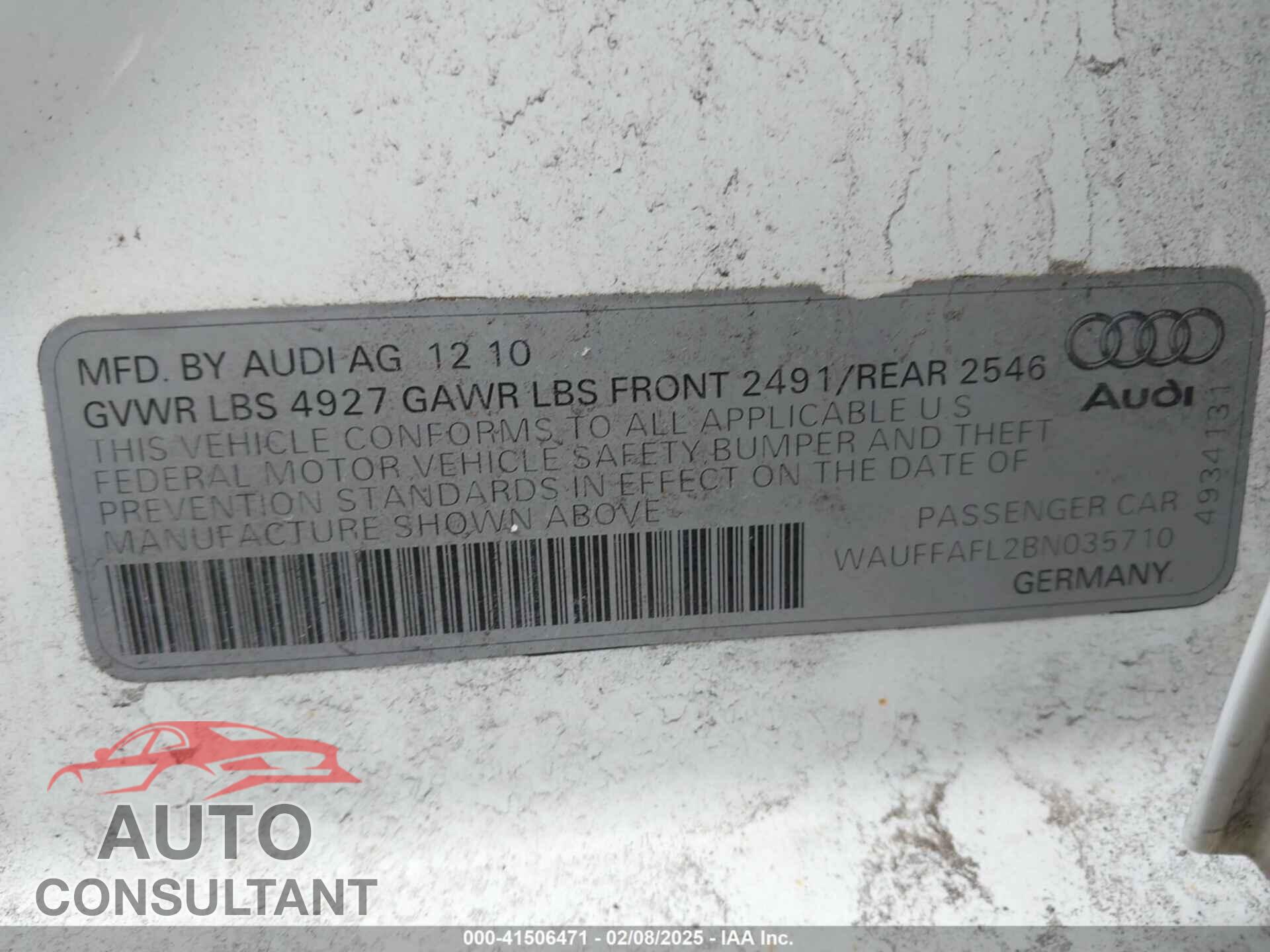 AUDI A4 2011 - WAUFFAFL2BN035710