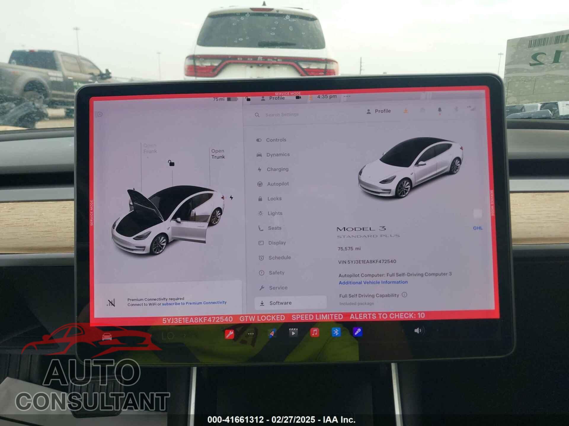 TESLA MODEL 3 2019 - 5YJ3E1EA8KF472540