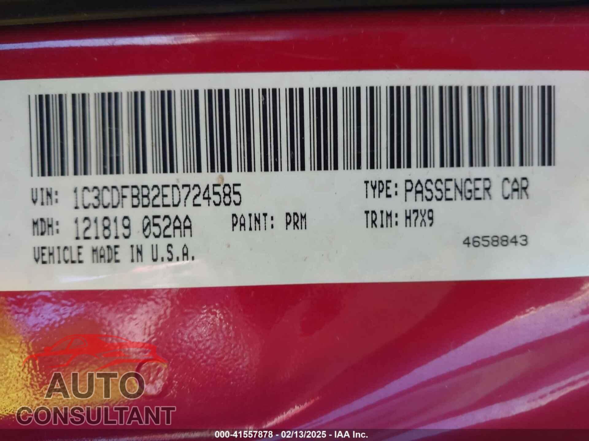 DODGE DART 2014 - 1C3CDFBB2ED724585