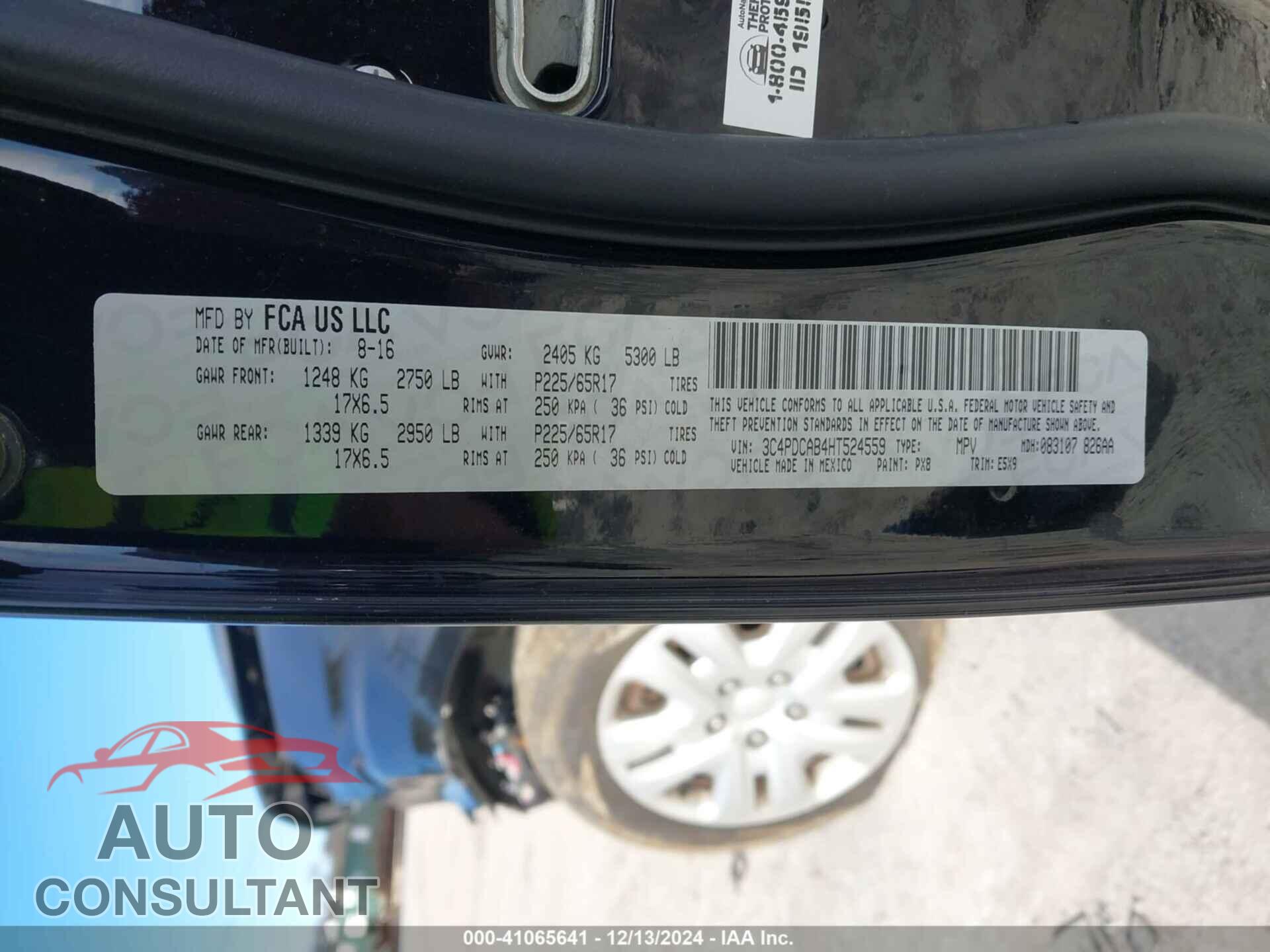 DODGE JOURNEY 2017 - 3C4PDCAB4HT524559
