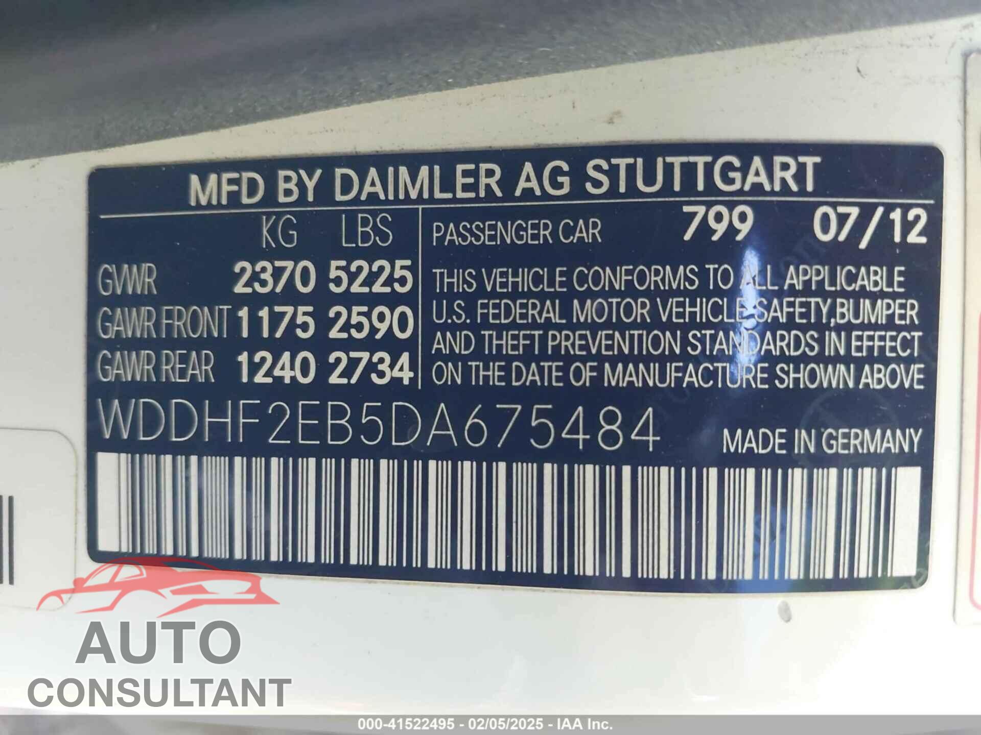 MERCEDES-BENZ E 350 BLUETEC 2013 - WDDHF2EB5DA675484