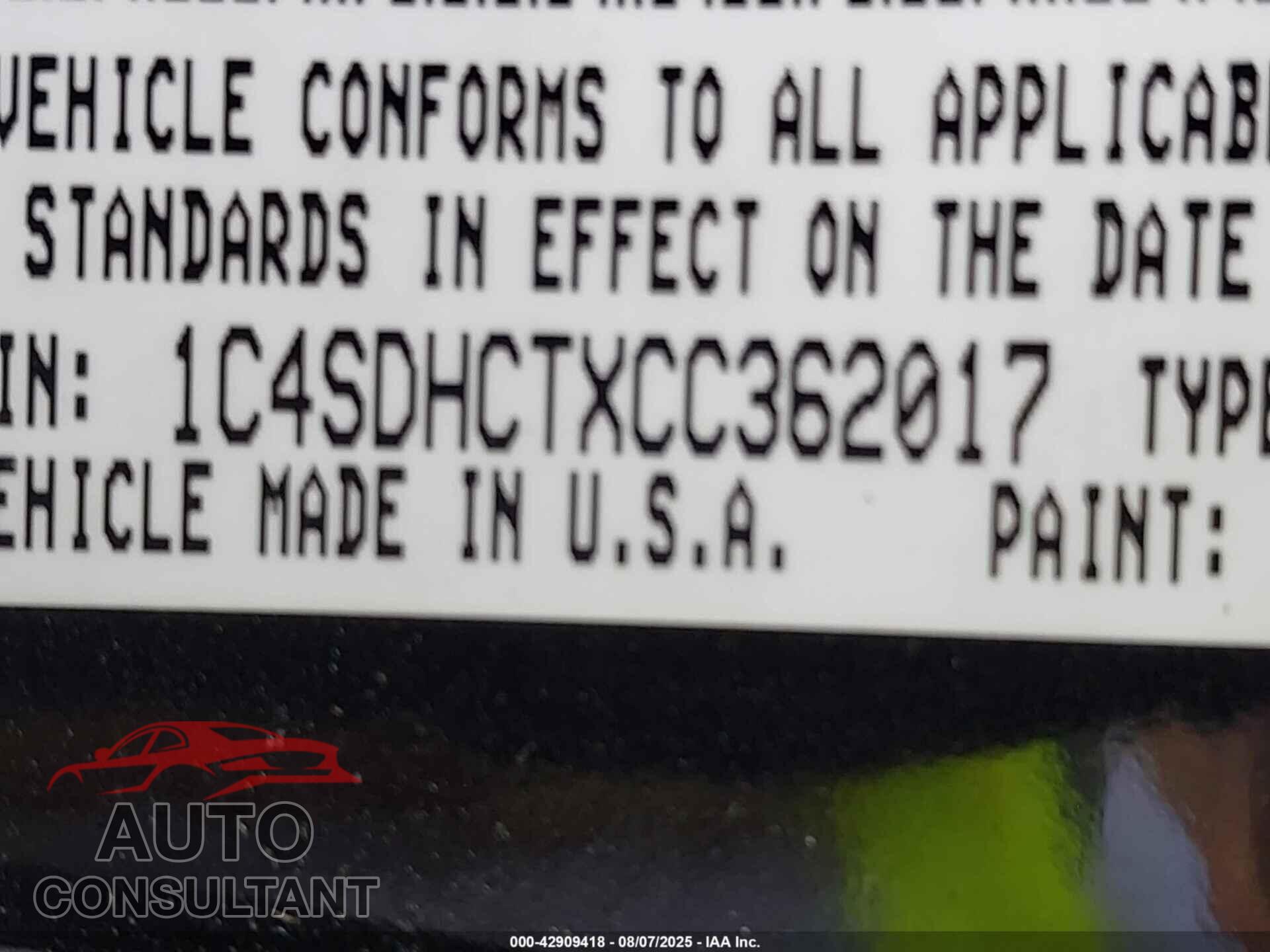 DODGE DURANGO 2012 - 1C4SDHCTXCC362017