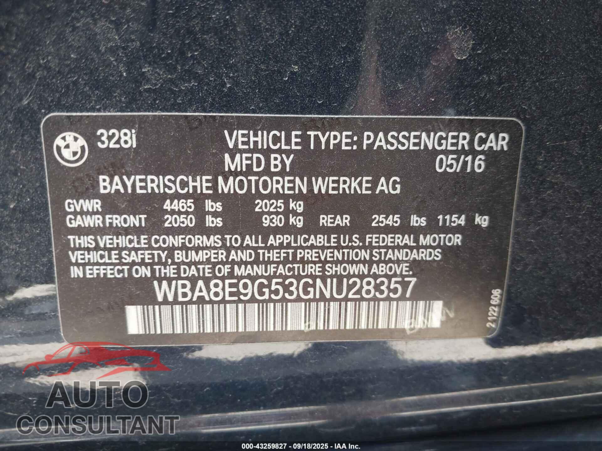 BMW 328I 2016 - WBA8E9G53GNU28357