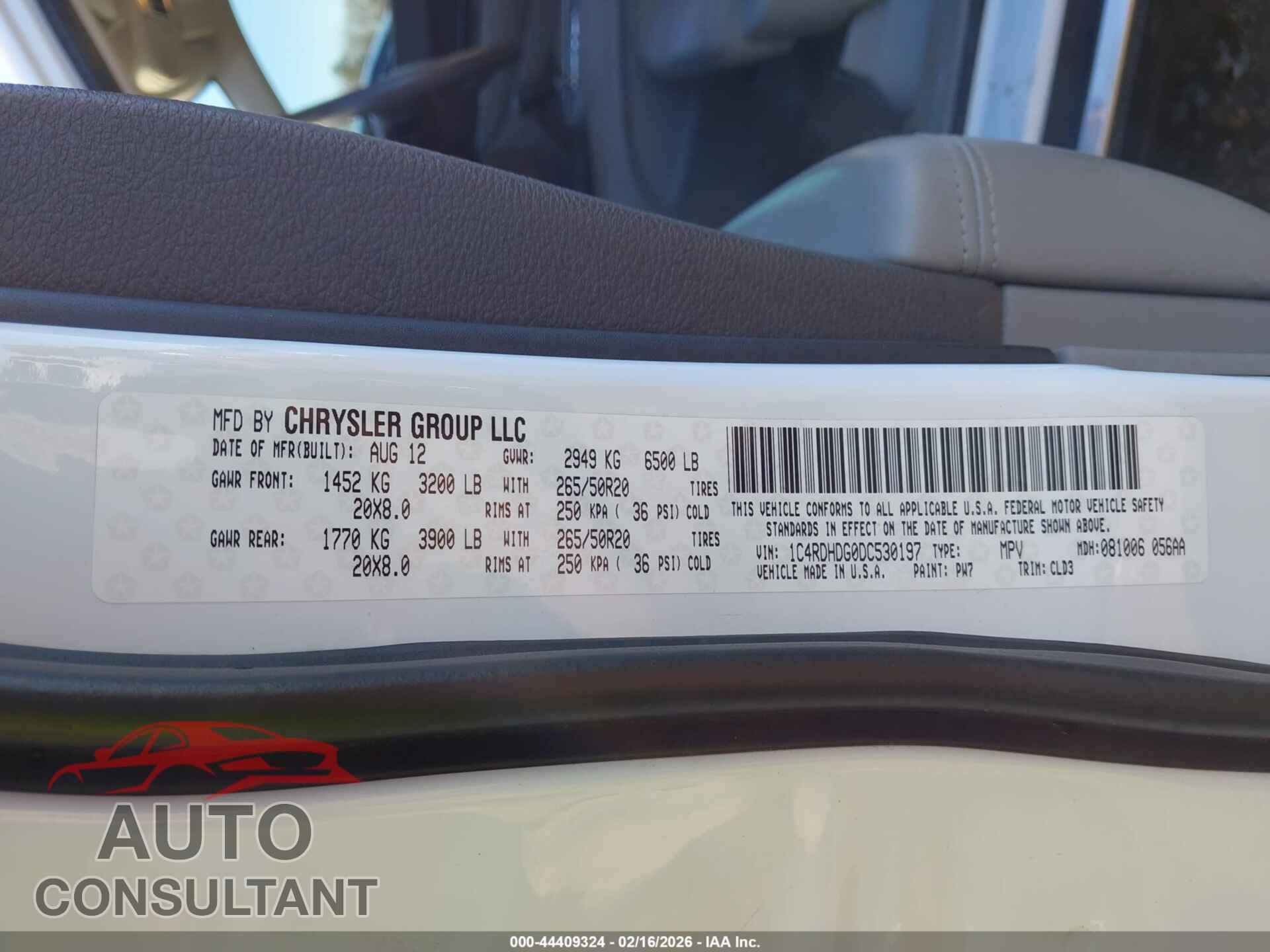 DODGE DURANGO 2013 - 1C4RDHDG0DC530197