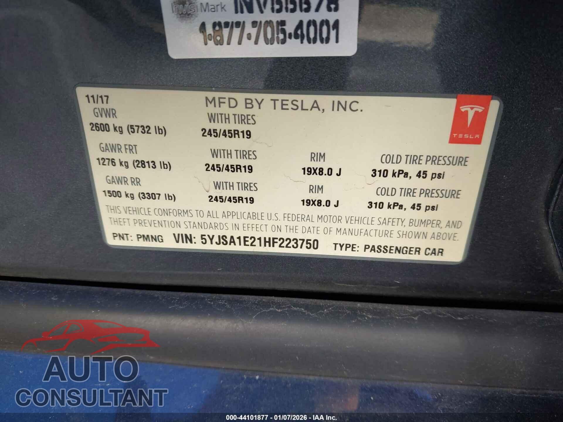 TESLA MODEL S 2017 - 5YJSA1E21HF223750